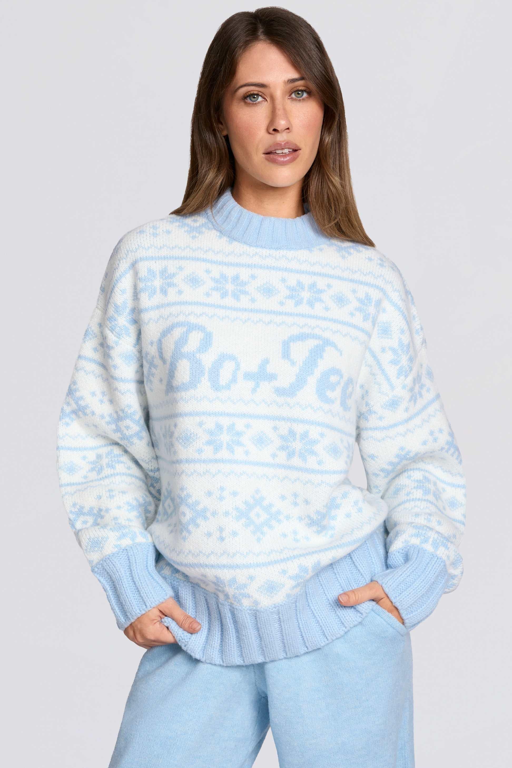 Jacquard-knit Oversized Jumper In Powder Blue