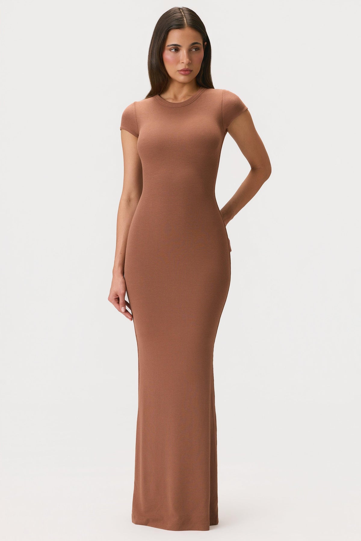 Buttercloud™ Cap Sleeve Maxi Dress In Cocoa