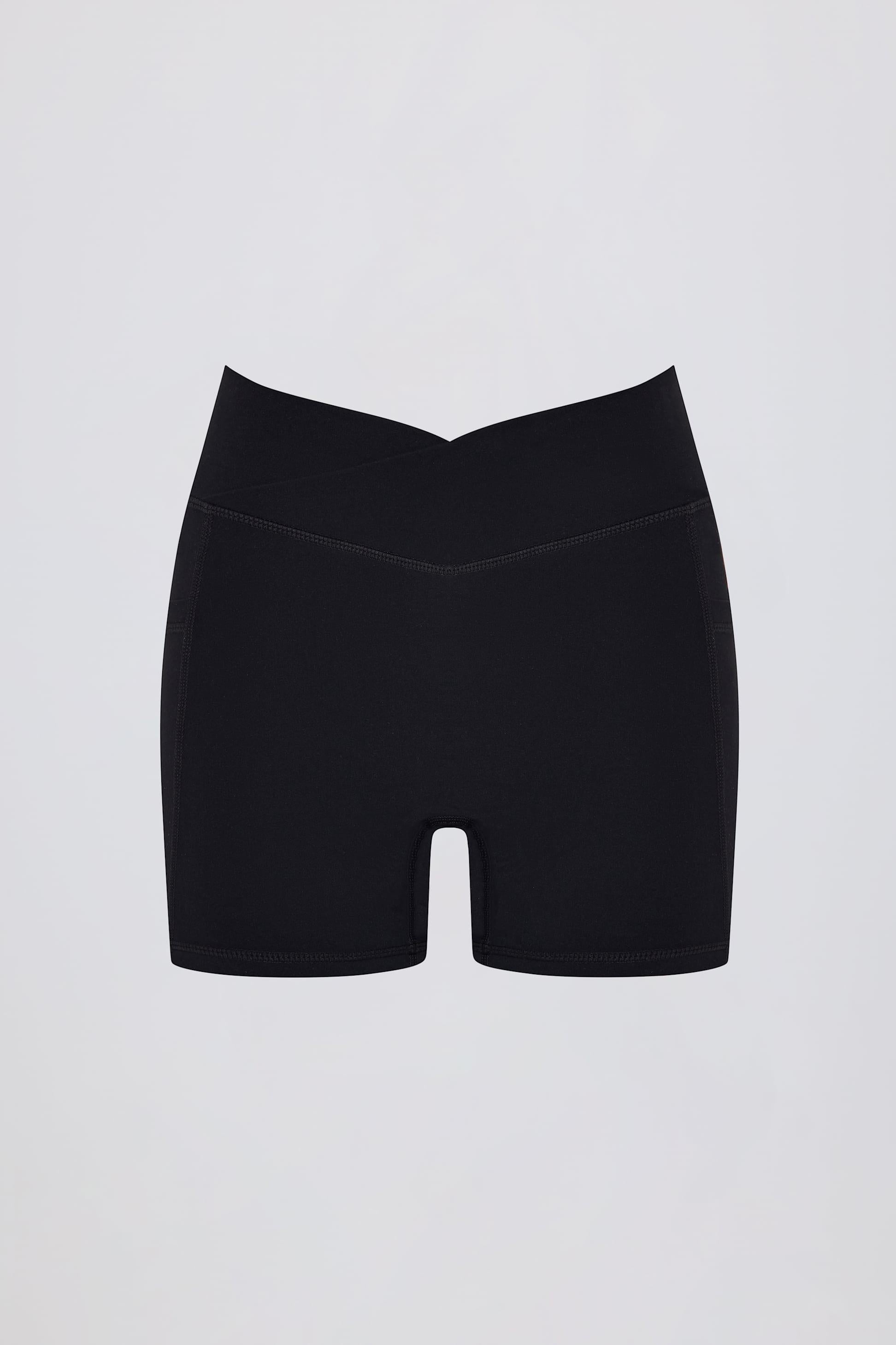 Soft Active V-waist Pocket Mini Shorts In Black