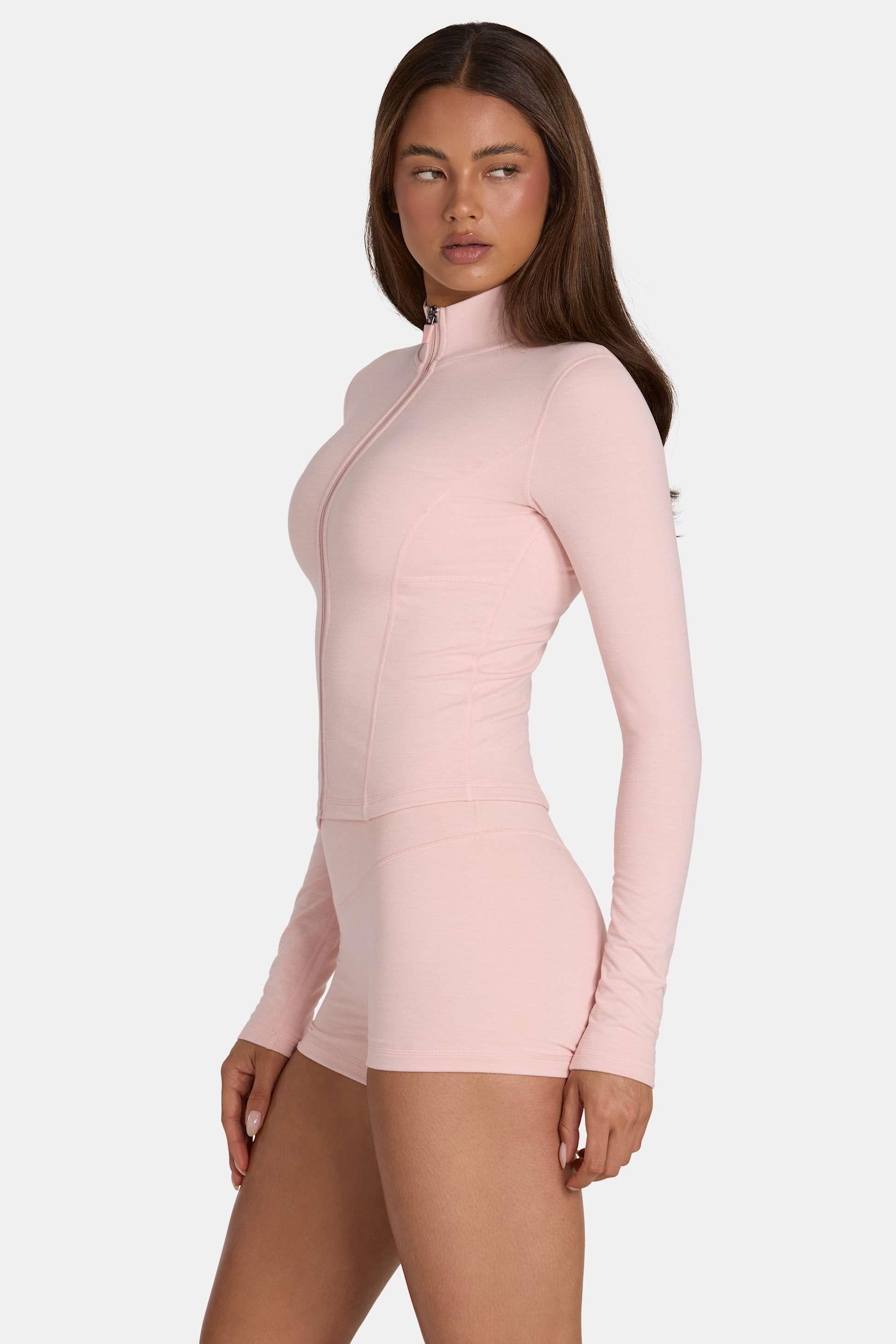 Soft Active Zip-up Jacket In Blush Marl