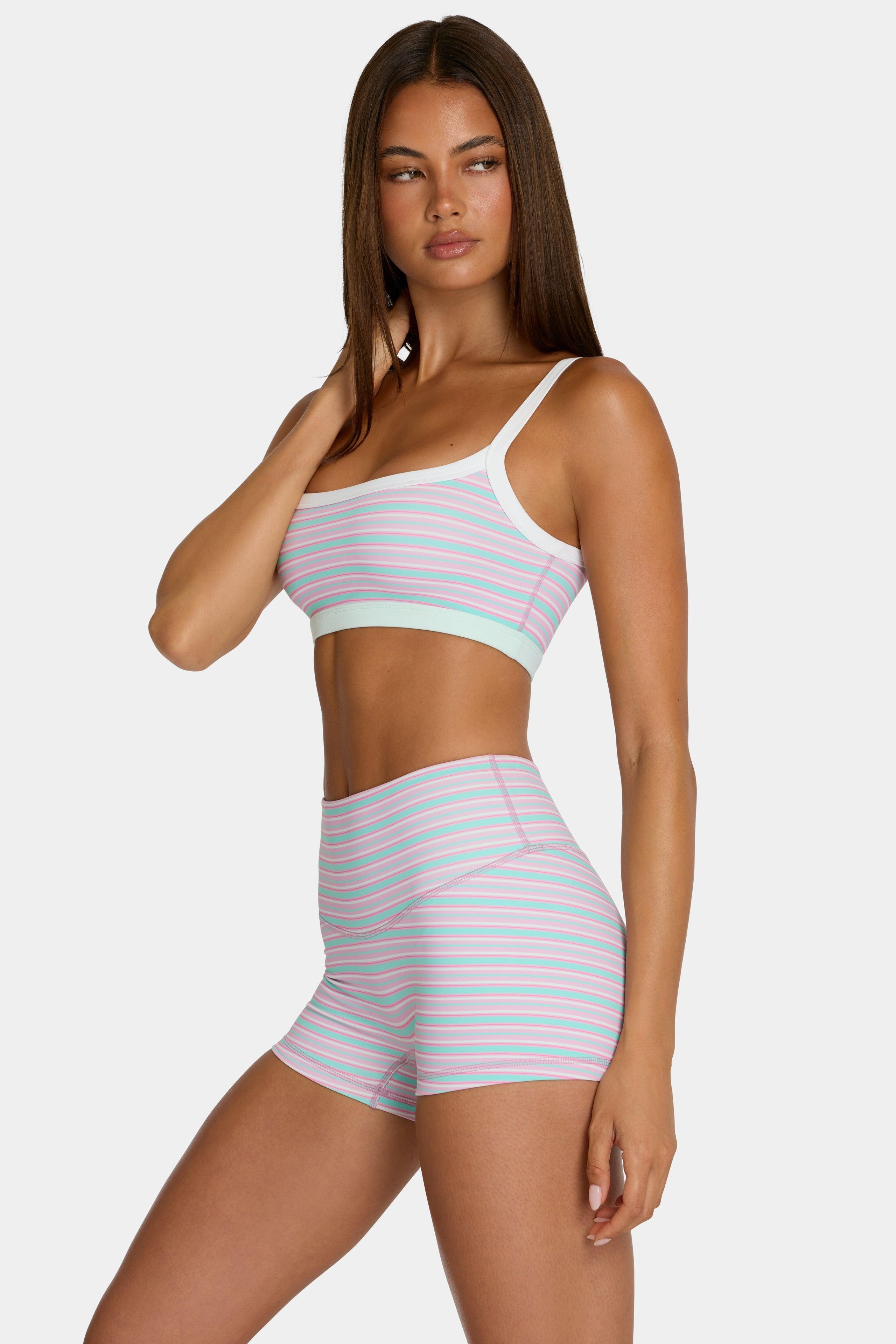 Soft Active Mini Shorts In Multi Stripe
