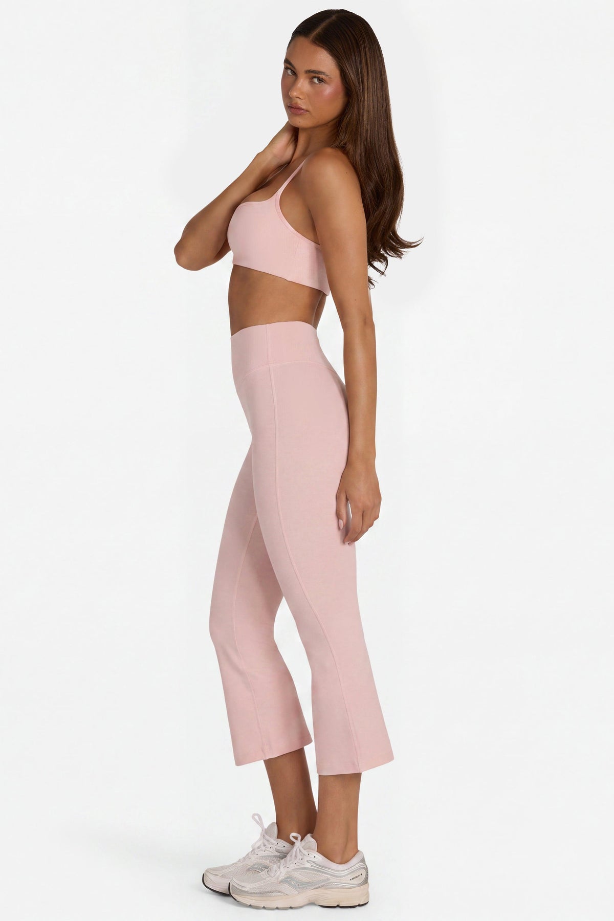 Soft Active Flared Capri Leggings In Blush Marl