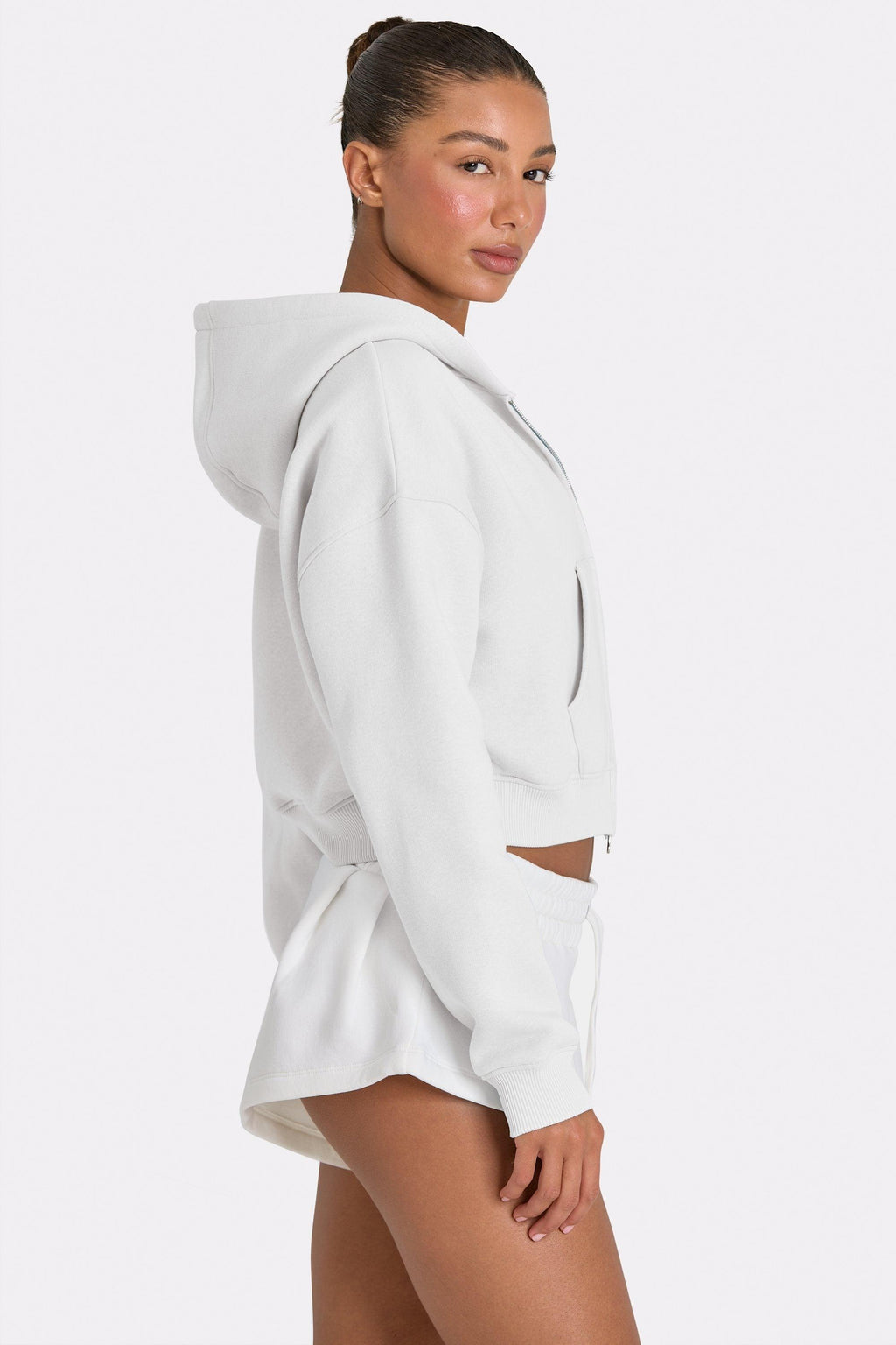 Oversized Zip-up Hoodie In Coconut