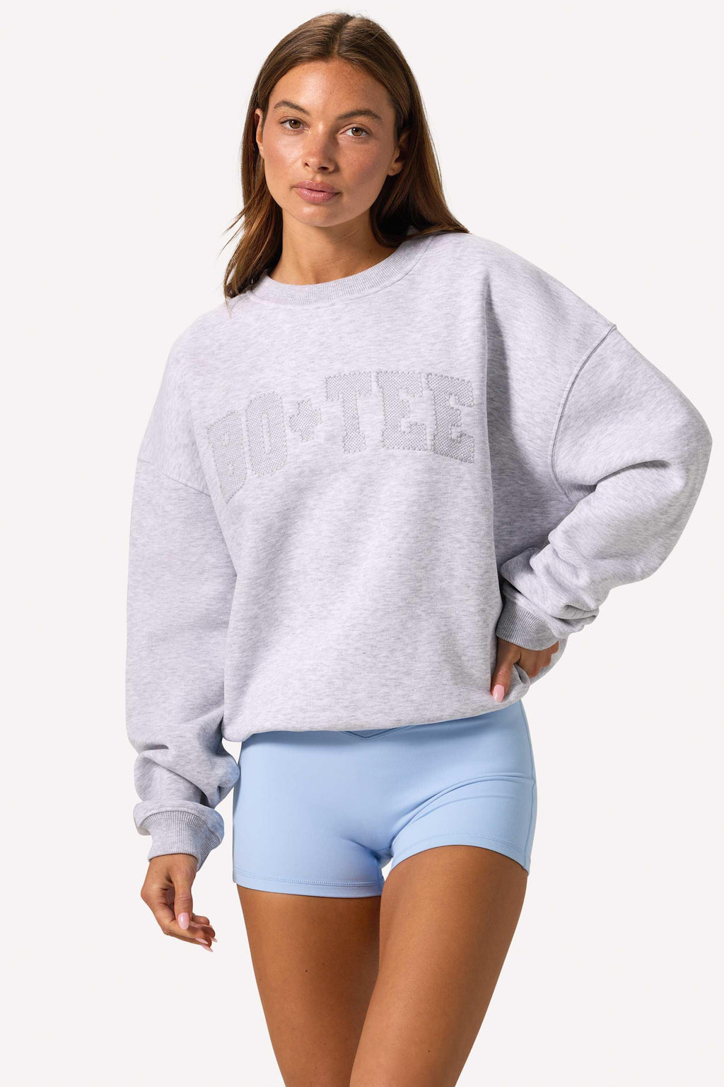 Oversized Crew-neck Jumper In Grey Marl