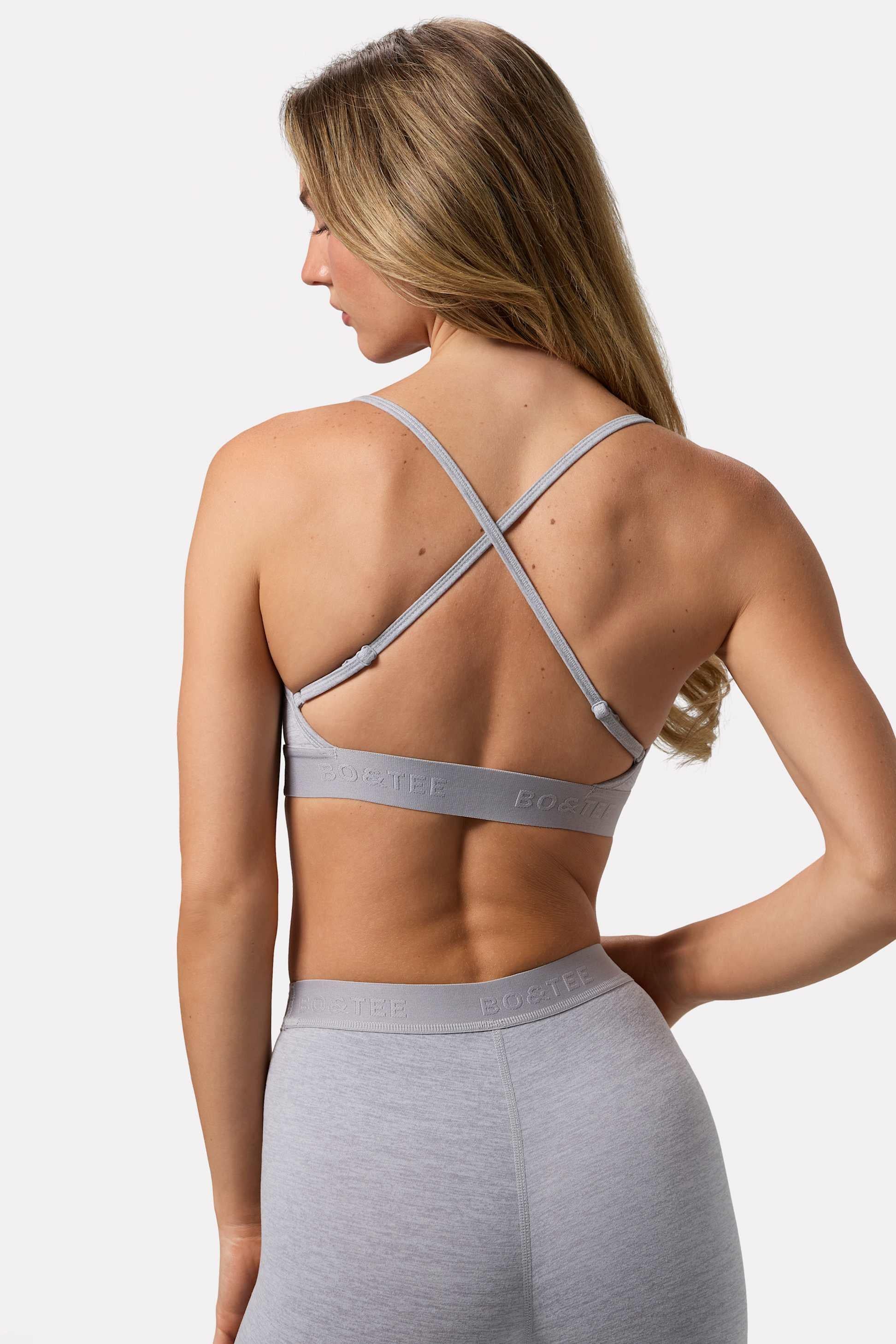 Soft Active Cross-back Sports Bra In Grey Marl