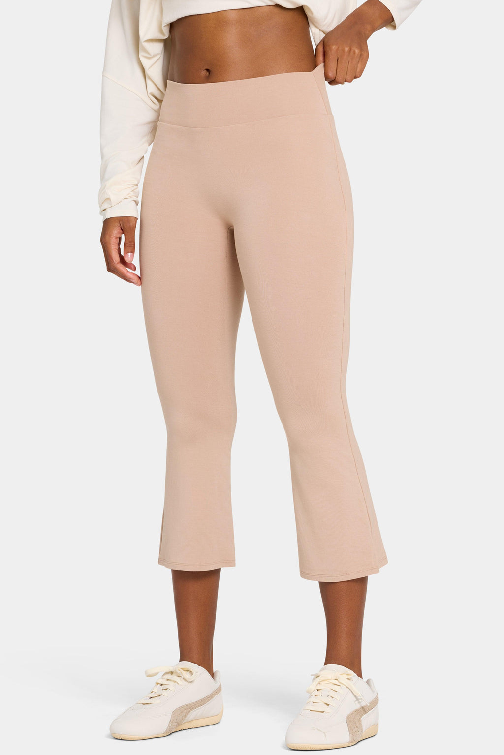 Buttercloud™ Flared Capri Leggings In Oatmeal