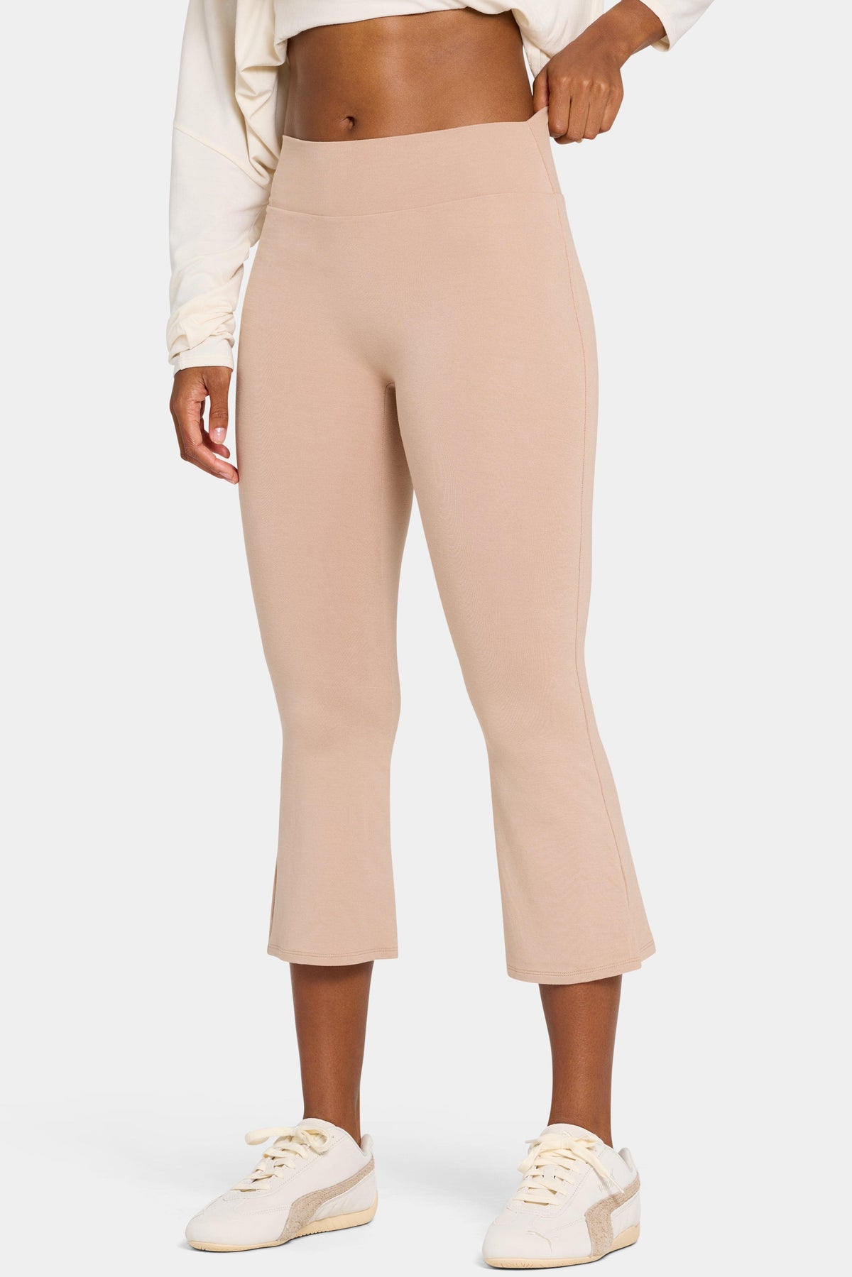 Buttercloud™ Flared Capri Leggings In Oatmeal