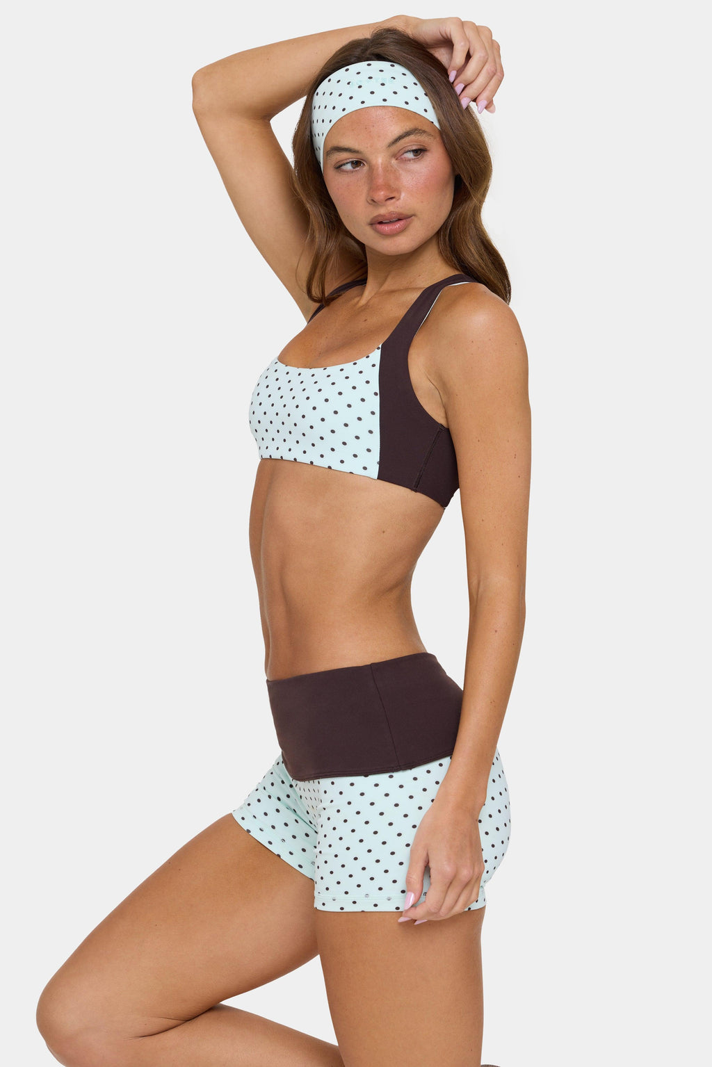Soft Active Foldover Mini Shorts In Mint Chip
