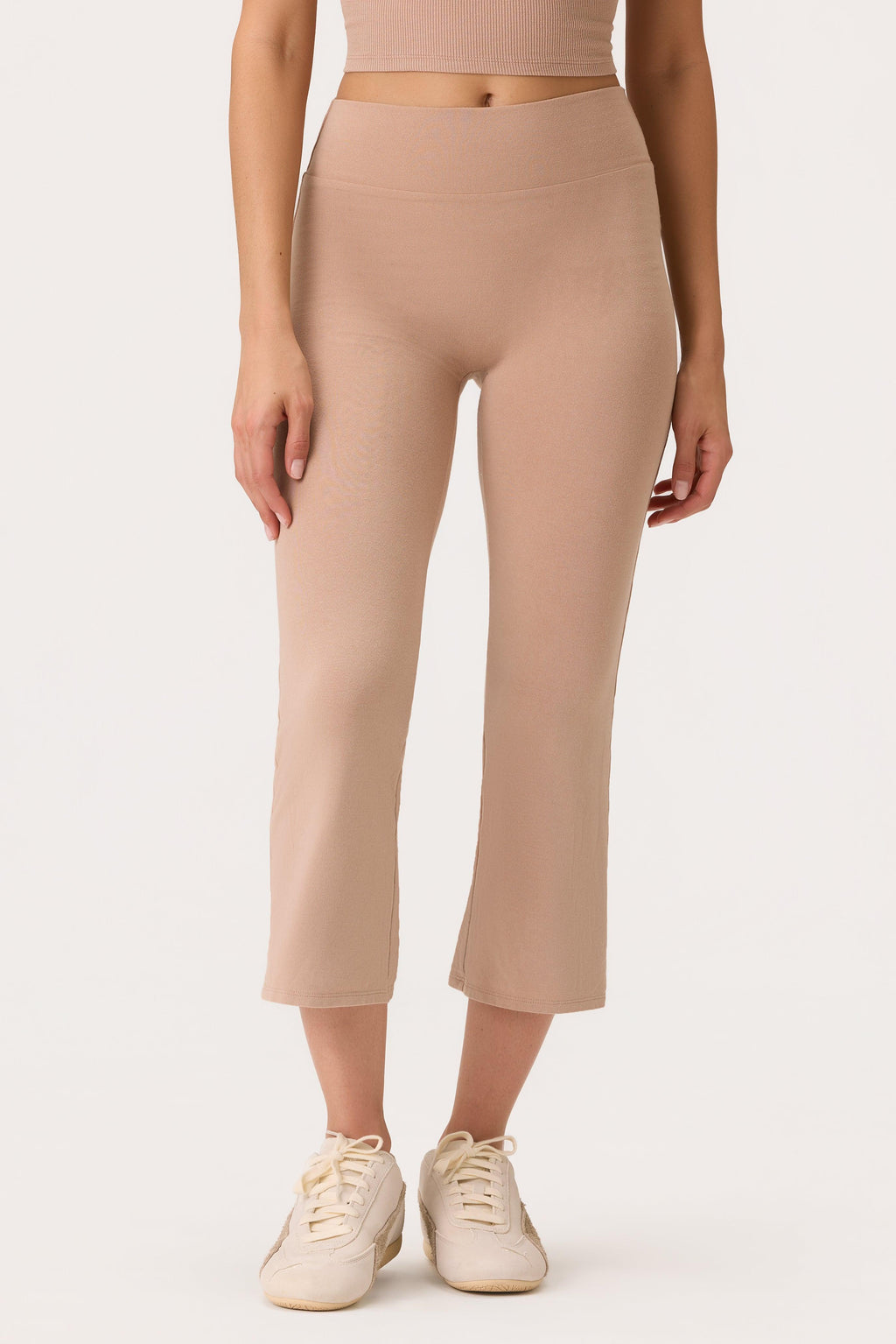 Buttercloud™ Flared Capri Leggings In Oatmeal