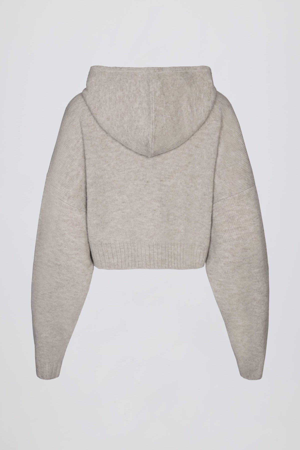 Soft Knit Zip-up Cropped Hoodie In Beige