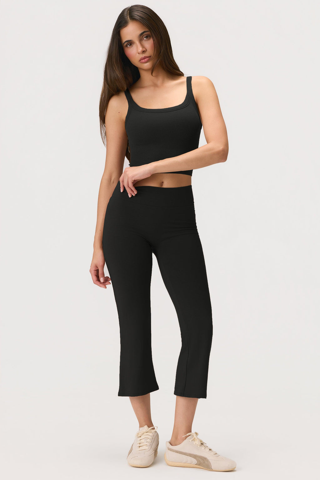 Buttercloud™ Flared Capri Leggings In Black