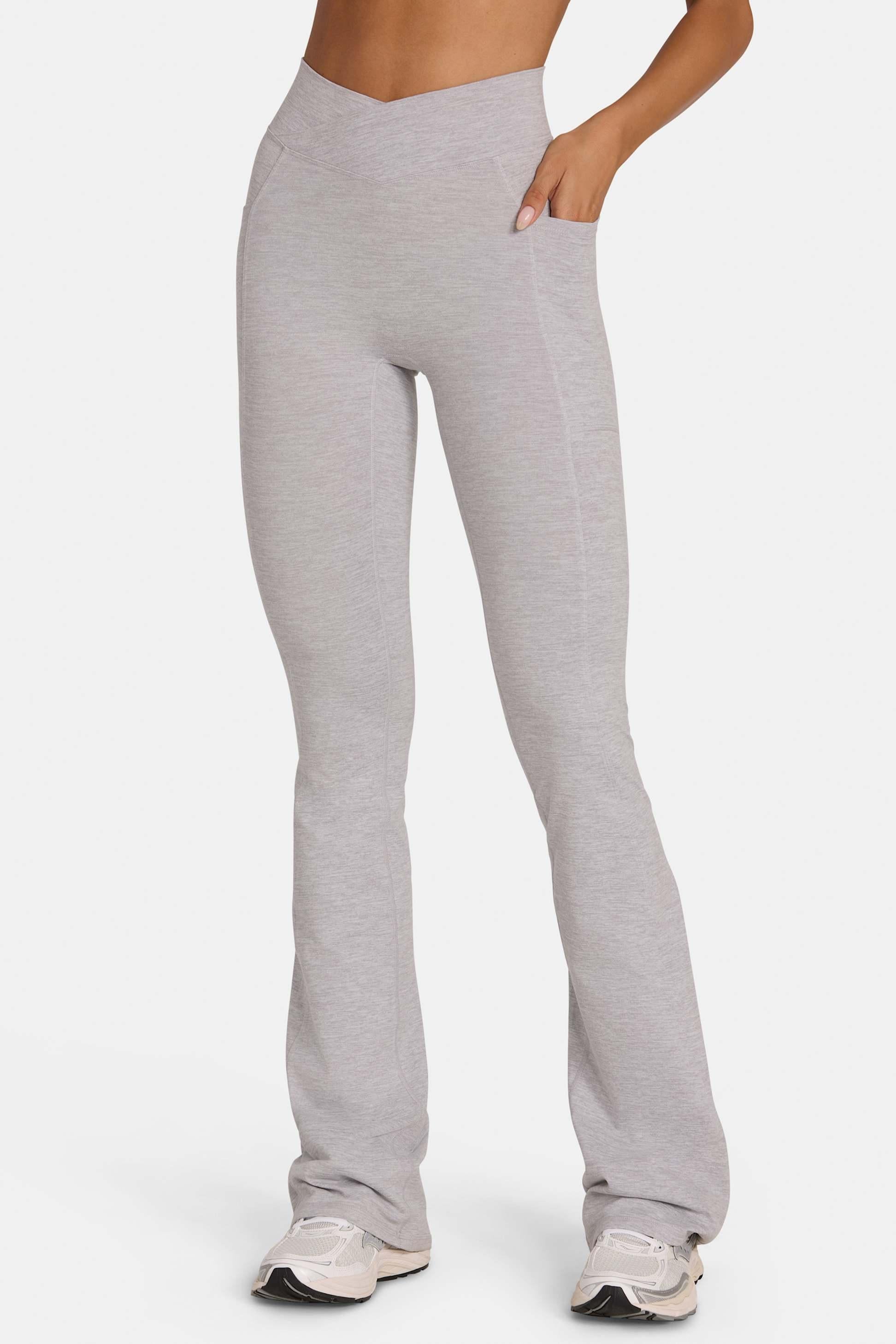 Soft Active V-waist Flared Leggings In Grey Marl