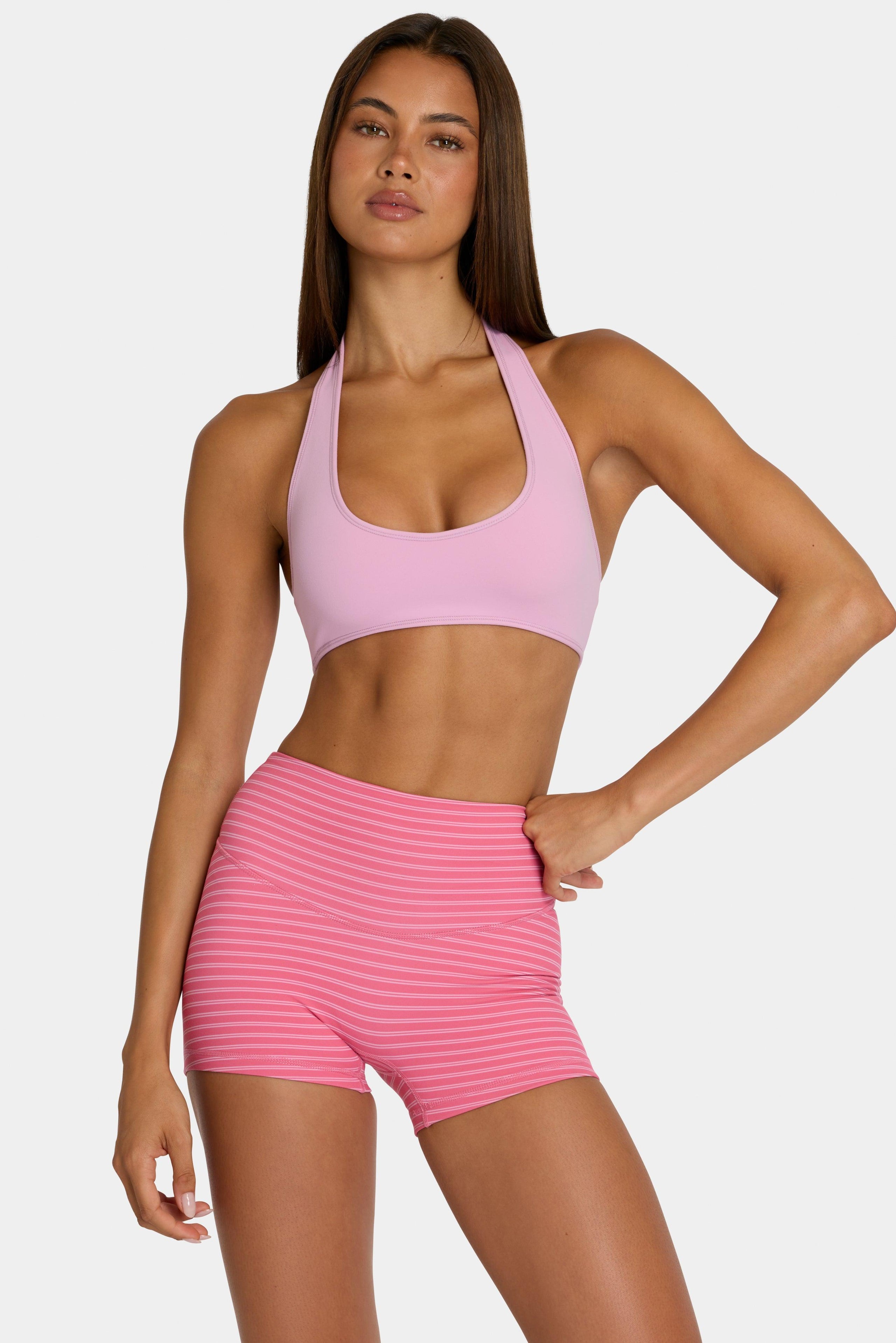 Soft Active Reversible Sports Bra In Pink Stripe