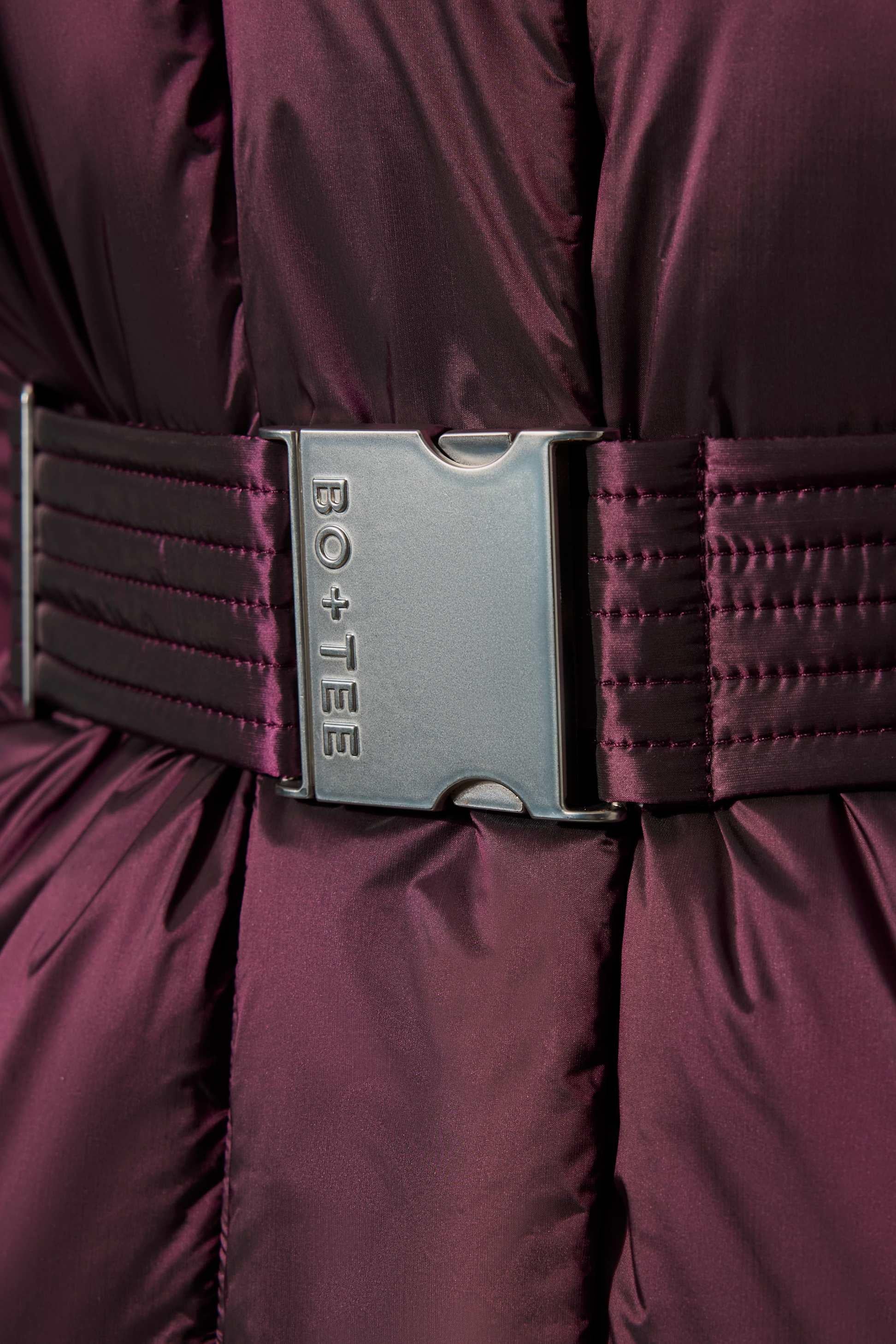Waterproof Belted Oversized Ski Jacket In Burgundy