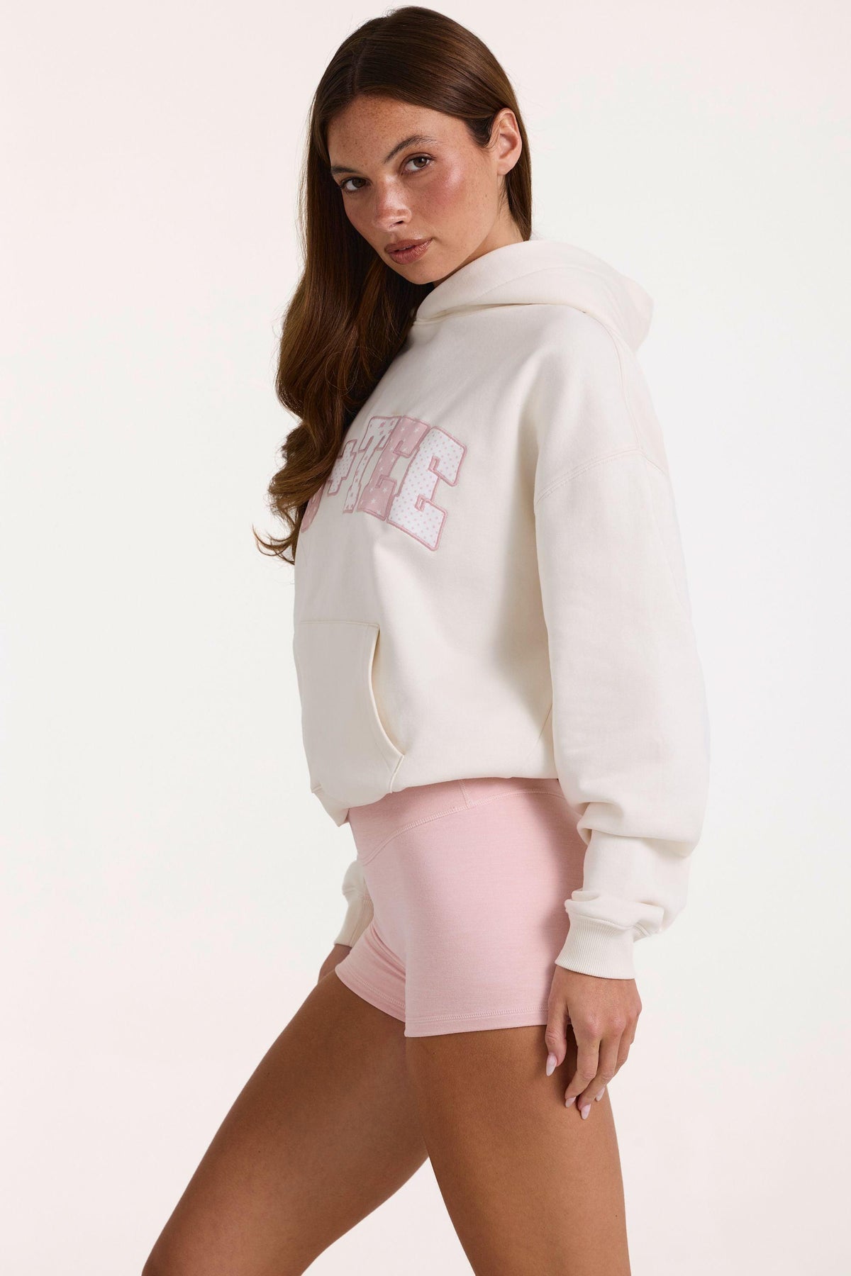 Oversized Applique Hoodie In Ivory
