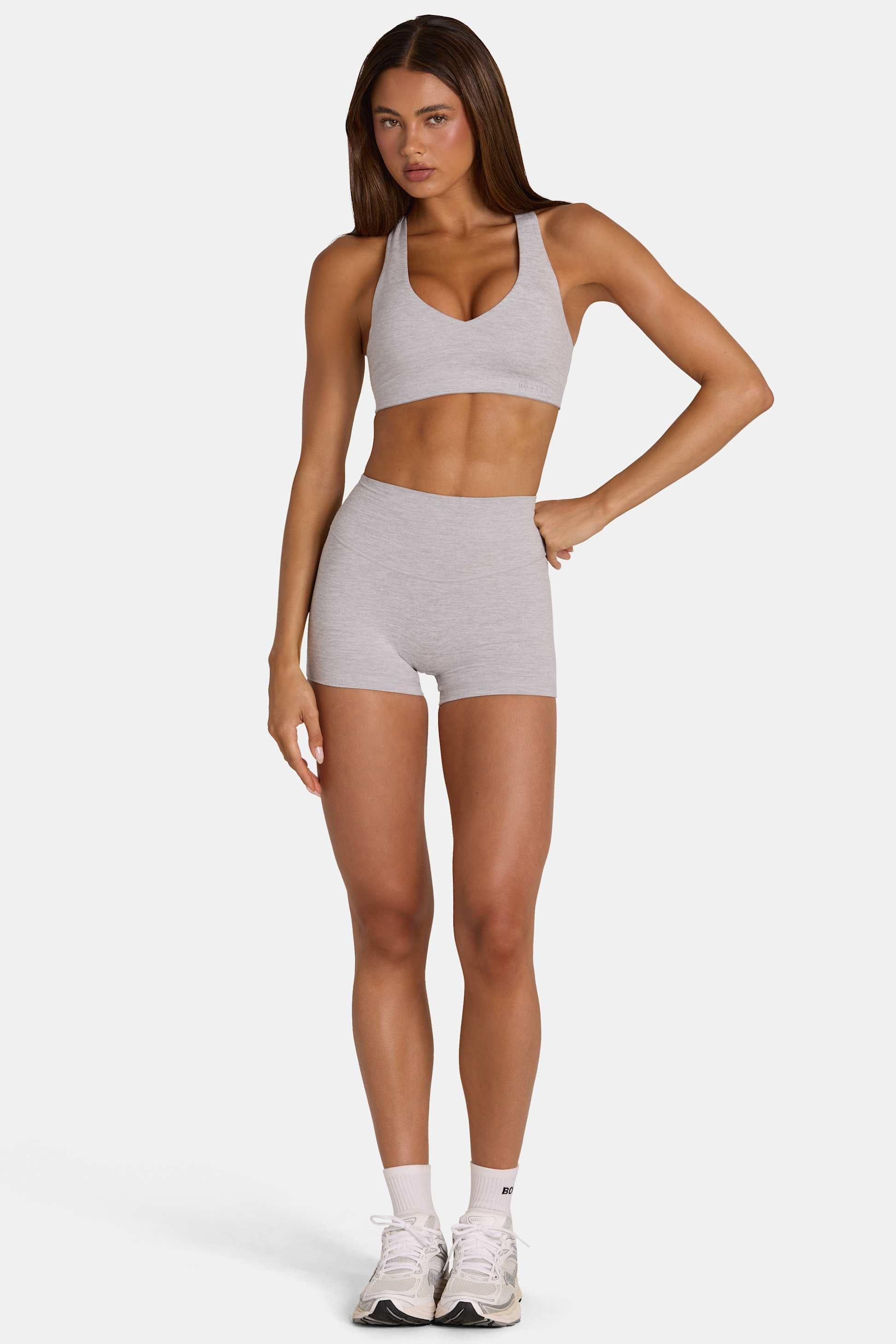 Soft Active Mini Shorts In Grey Marl