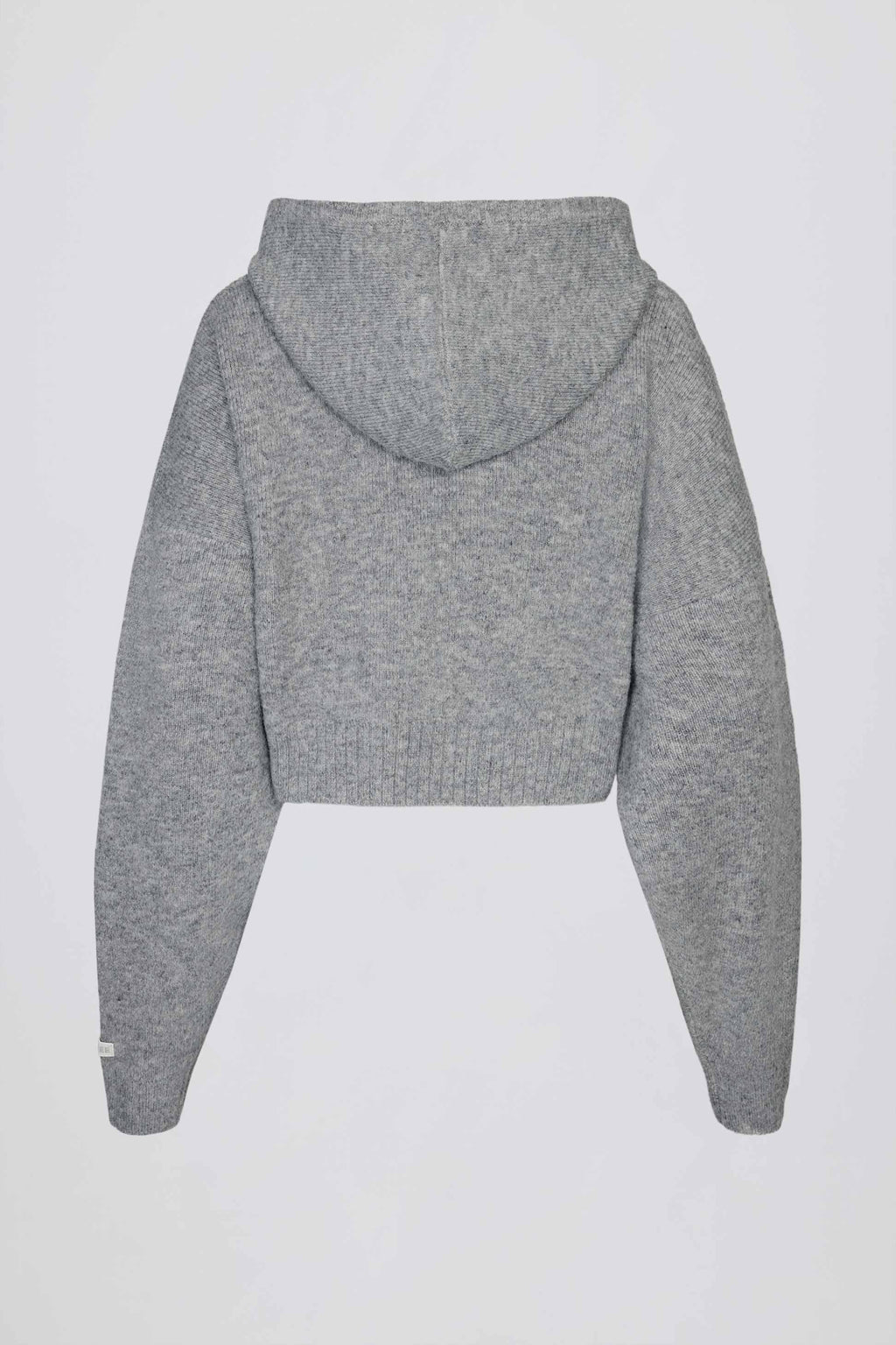Soft Knit Zip-up Cropped Hoodie In Grey