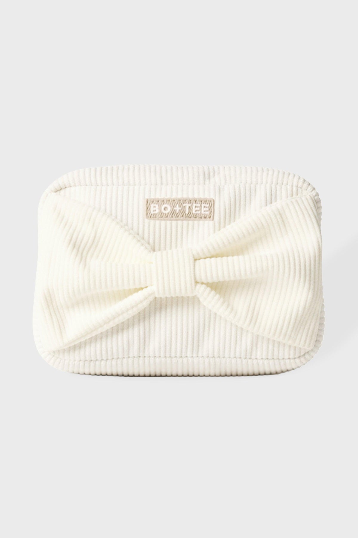 Corduroy Bow Makeup Bag In Coconut