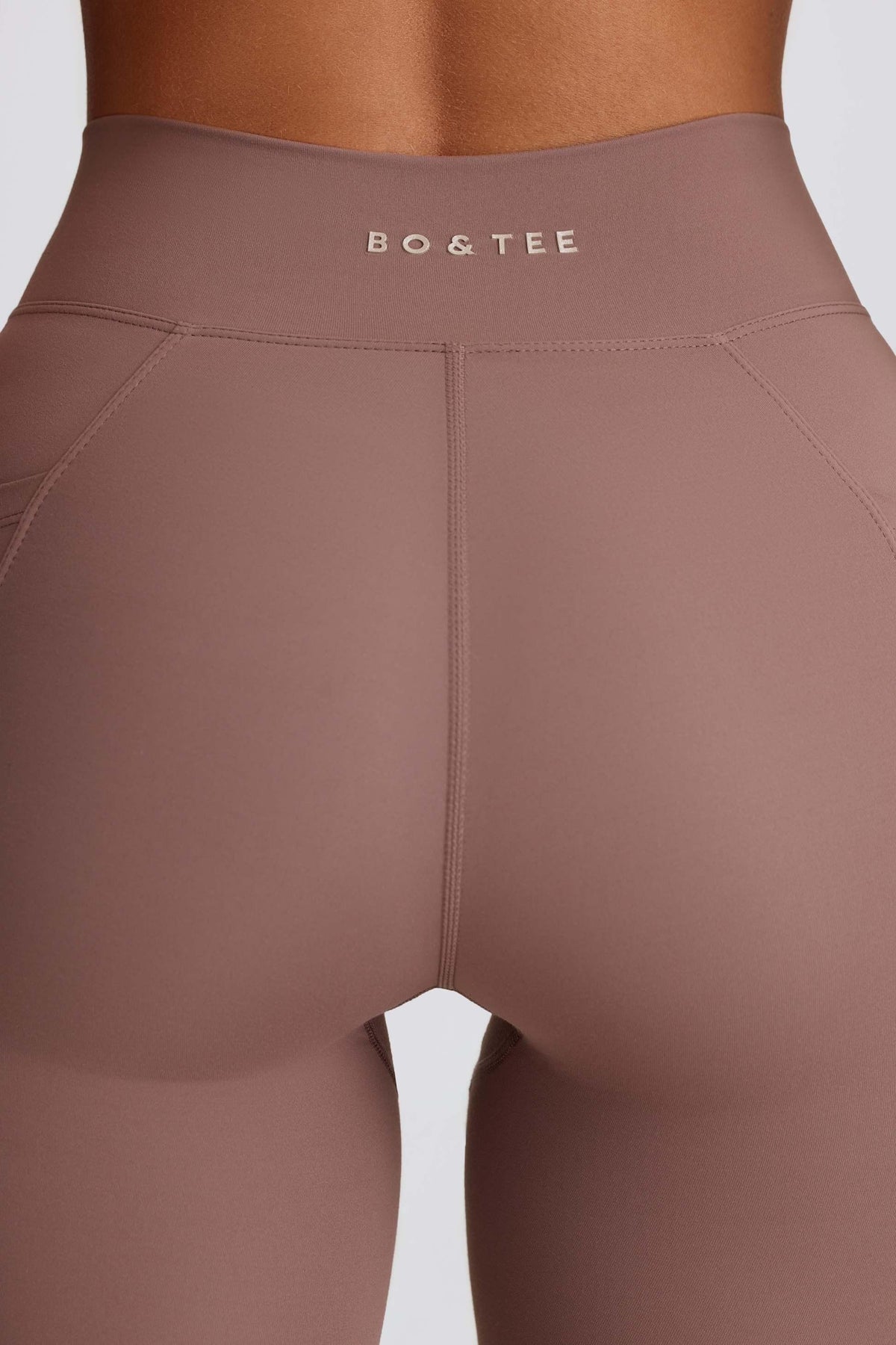 Soft Active V-waist Pocket Flared Leggings In Mocha