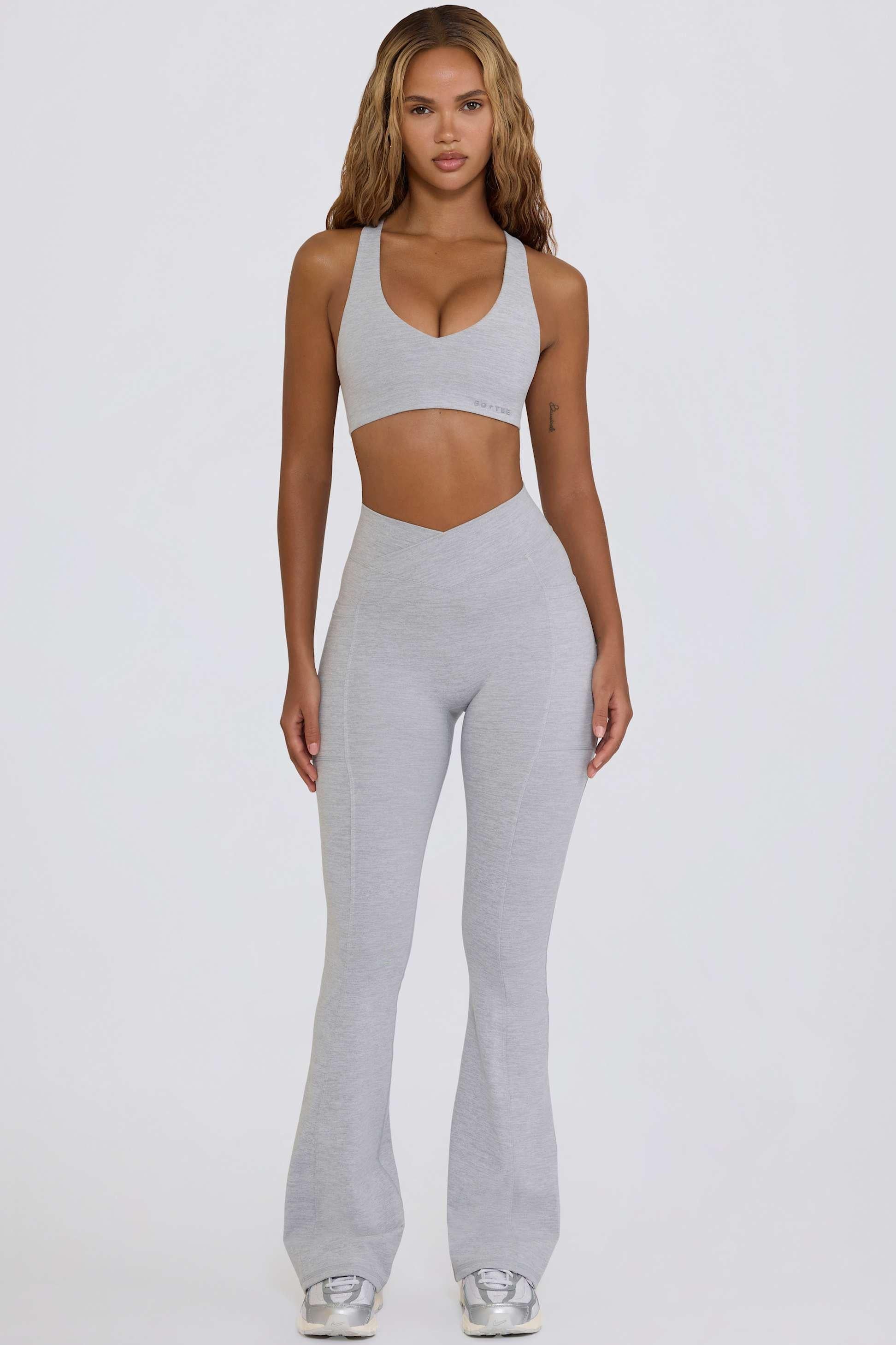 Soft Active V-waist Flared Leggings In Grey