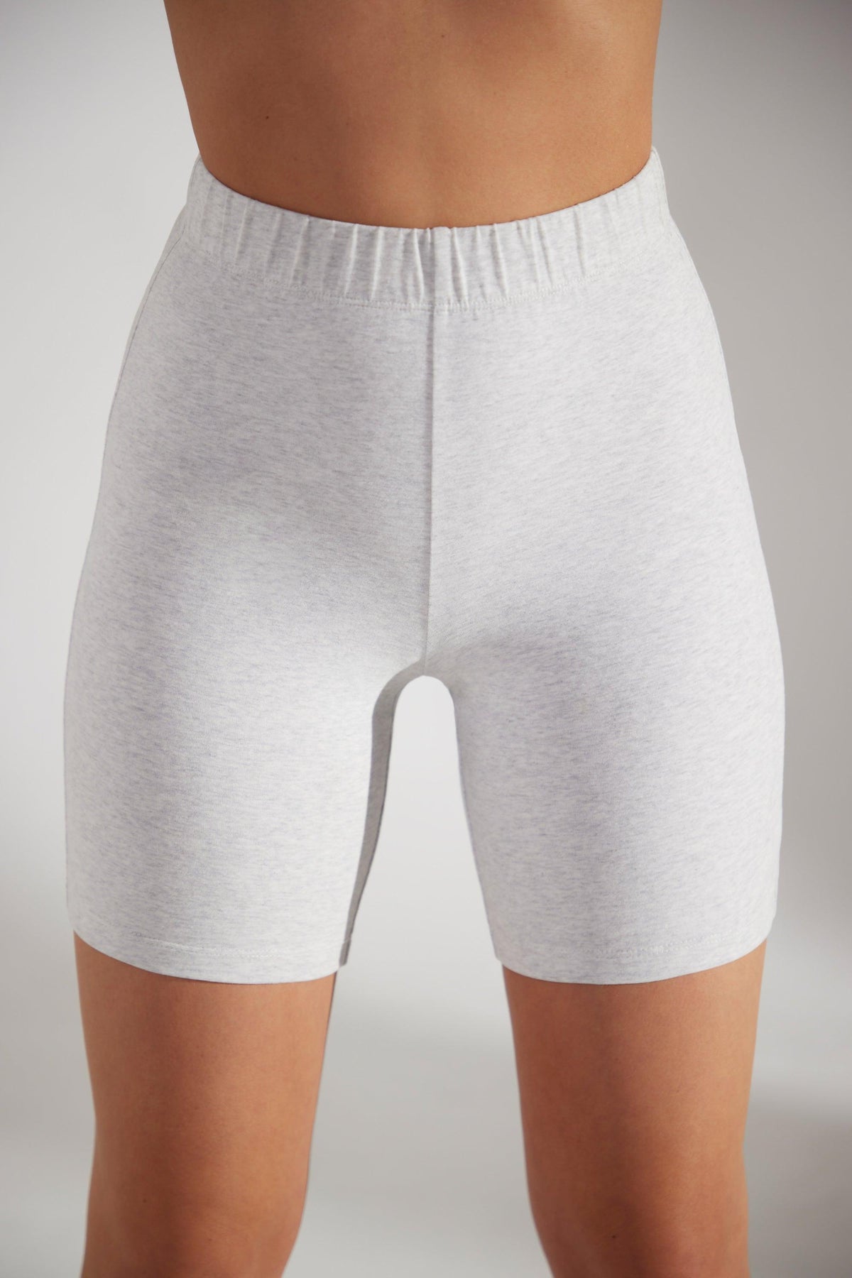 Soft Cotton Biker Shorts In Grey