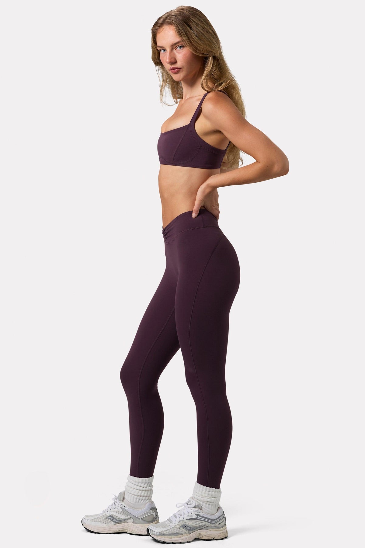 Soft Active Ruched Leggings In Plum