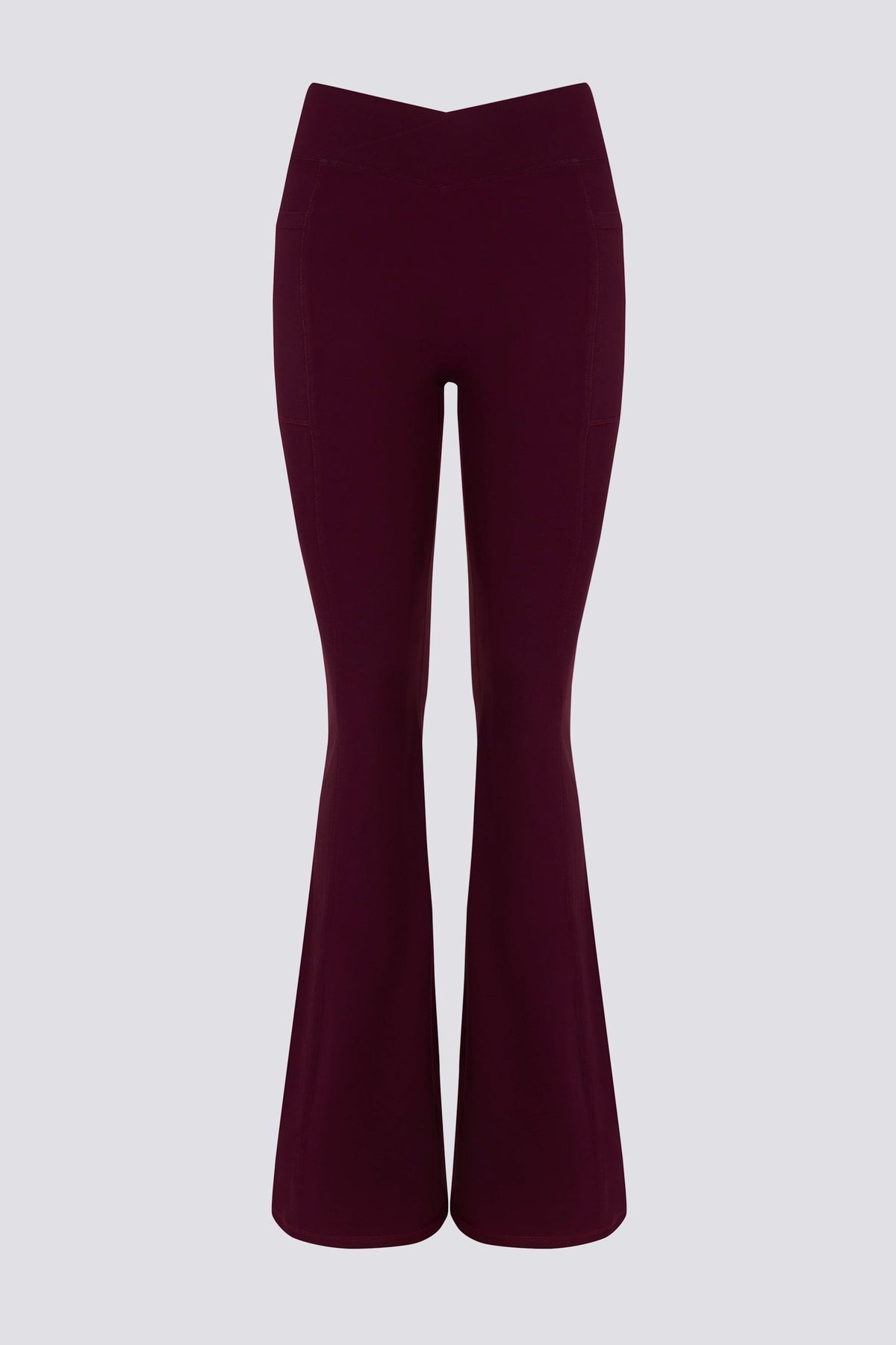 Soft Active V-waist Pocket Flared Leggings In Burgundy