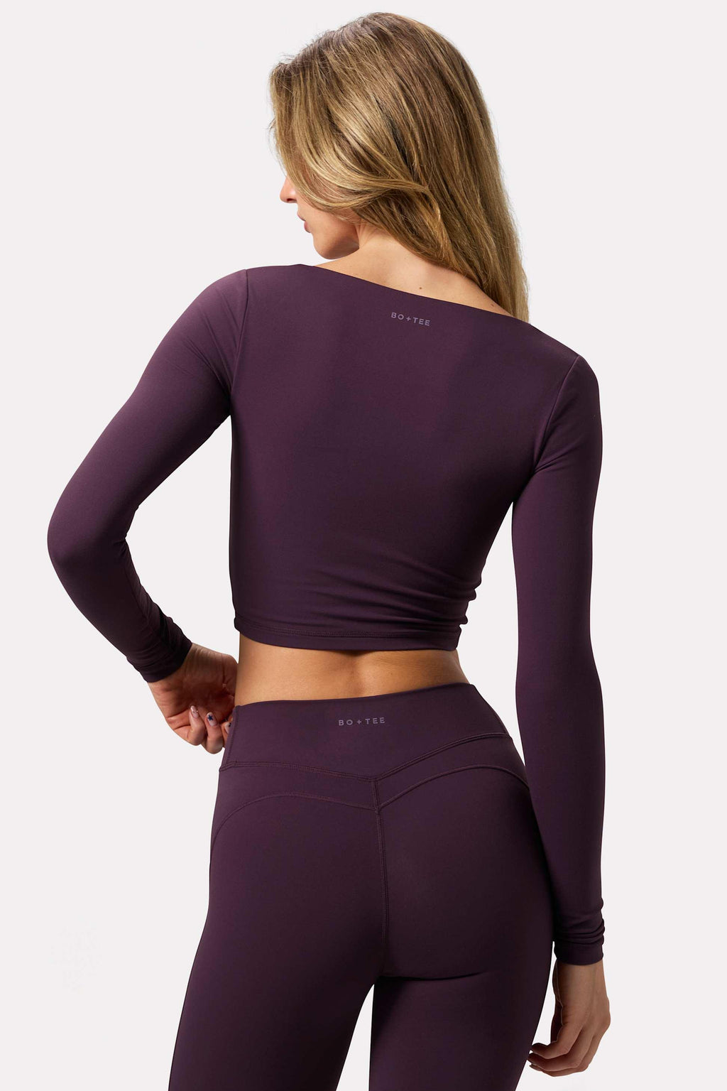 Soft Active Twist-front Crop Top In Plum
