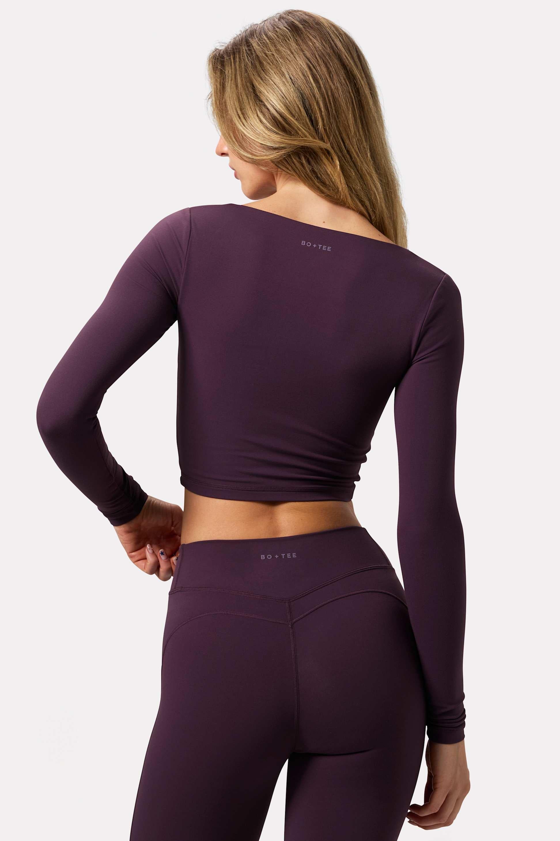 Soft Active Twist-front Crop Top In Plum