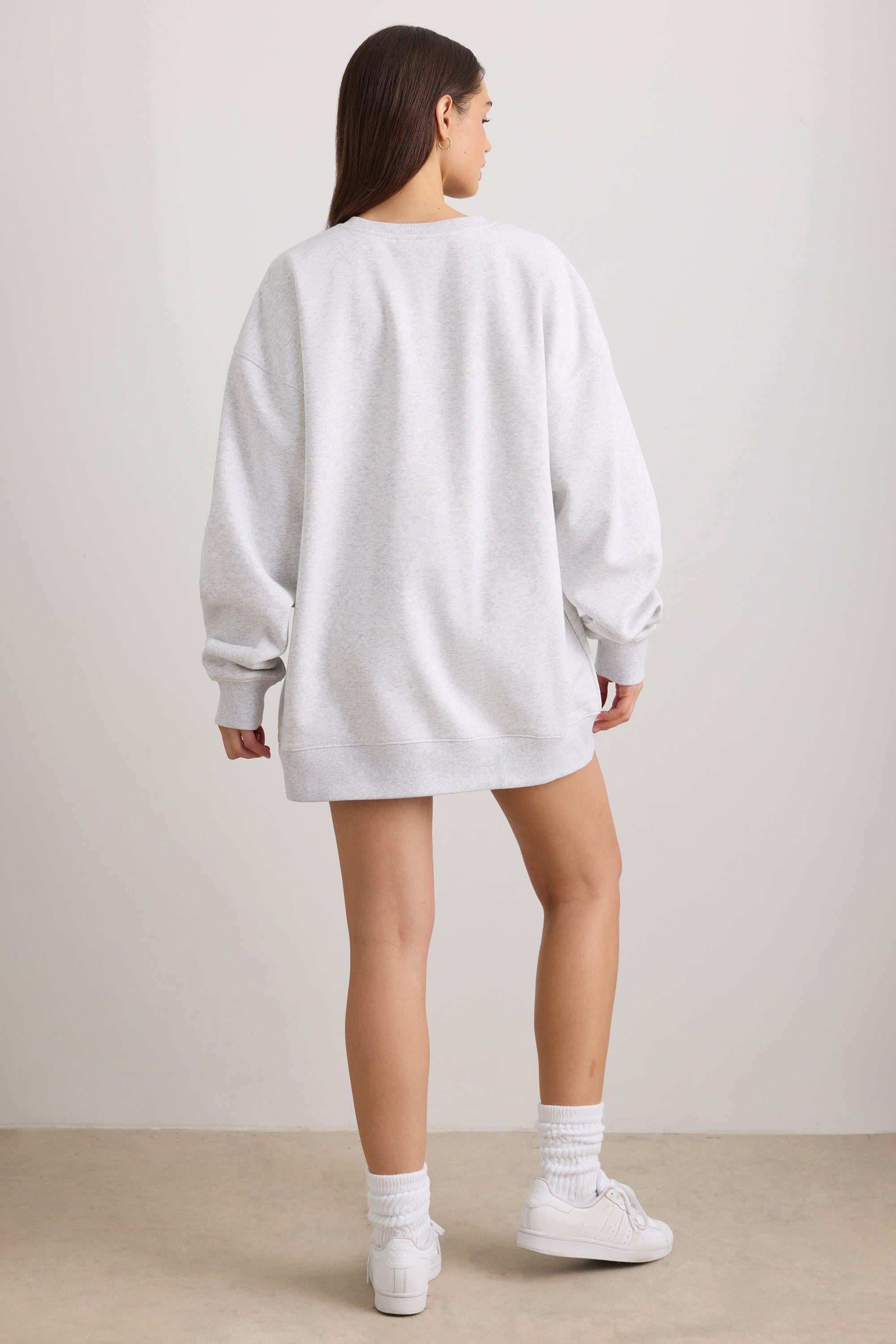 Oversized Crew-neck Sweatshirt In Grey Marl