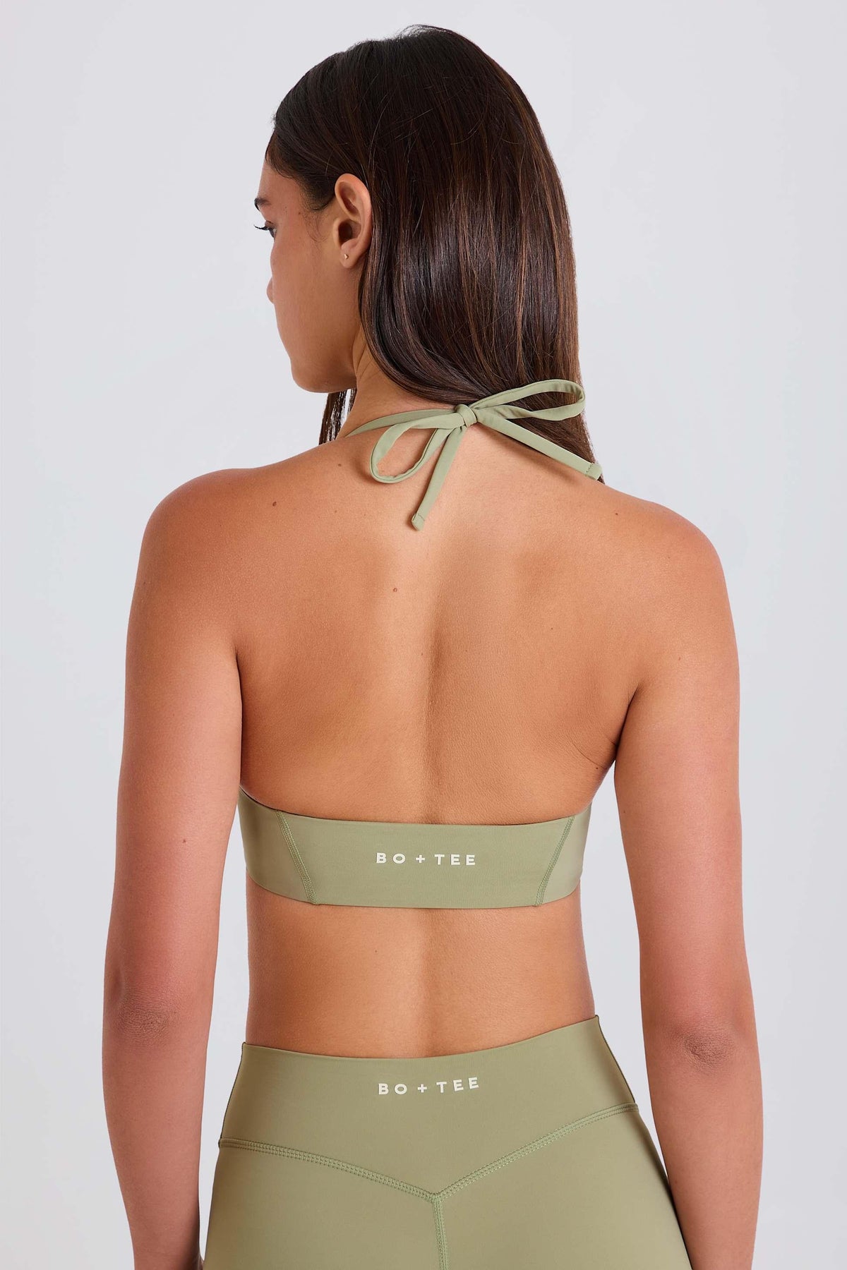 Scoop-neck Halterneck Sports Bra In Matcha