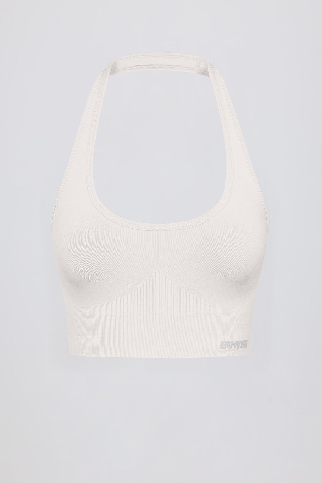 Define Luxe Halterneck Sports Bra In White