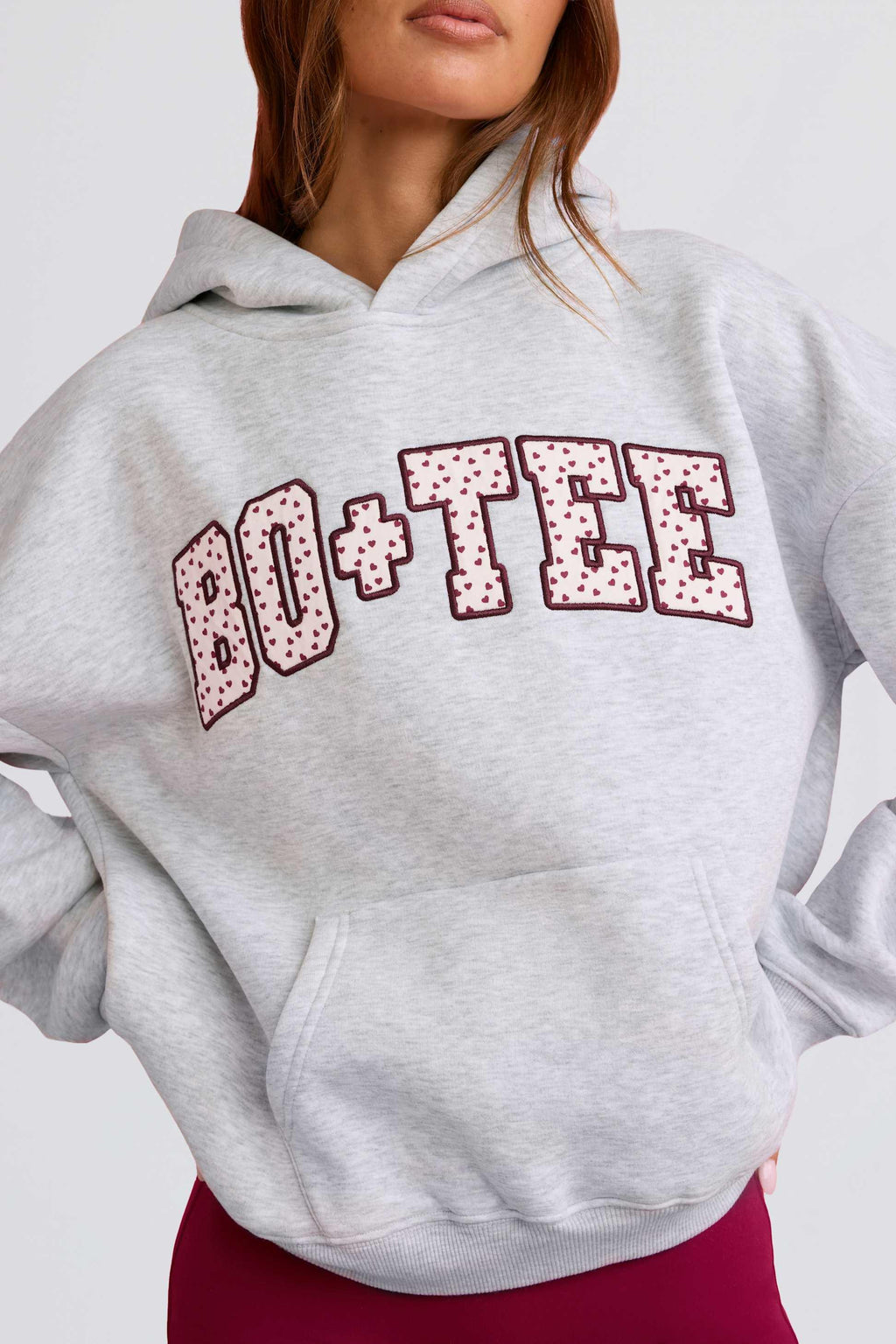 Oversized Applique Hoodie In Grey