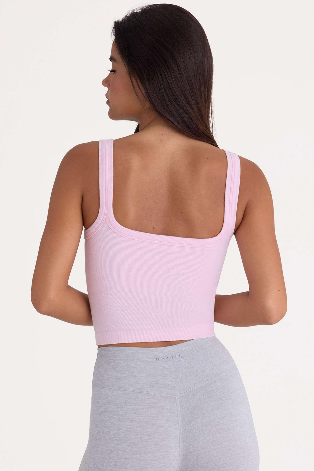 Seamless Soft Rib Square-neck Tank Top In Powder Pink