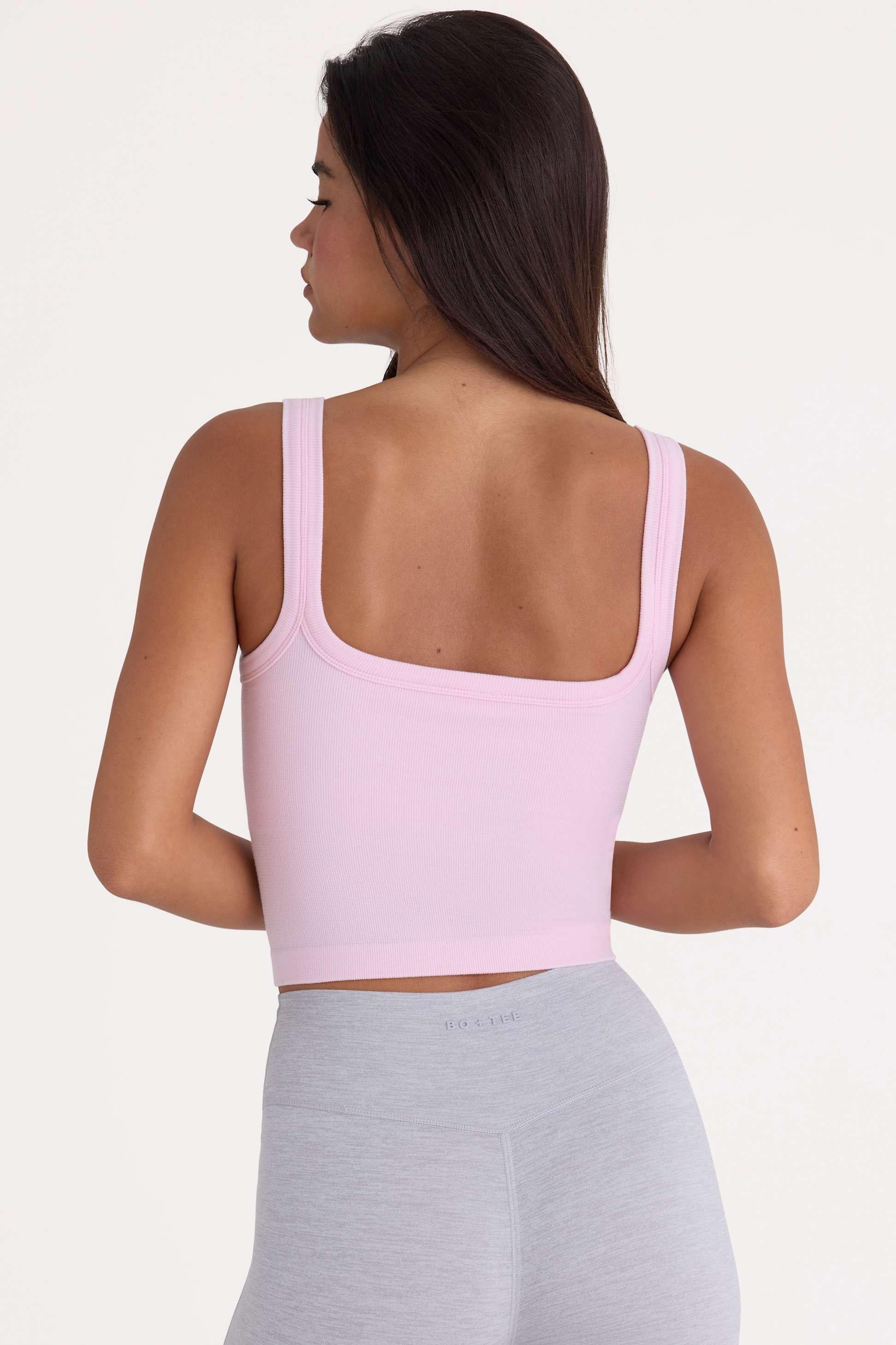 Seamless Soft Rib Square-neck Tank Top In Powder Pink