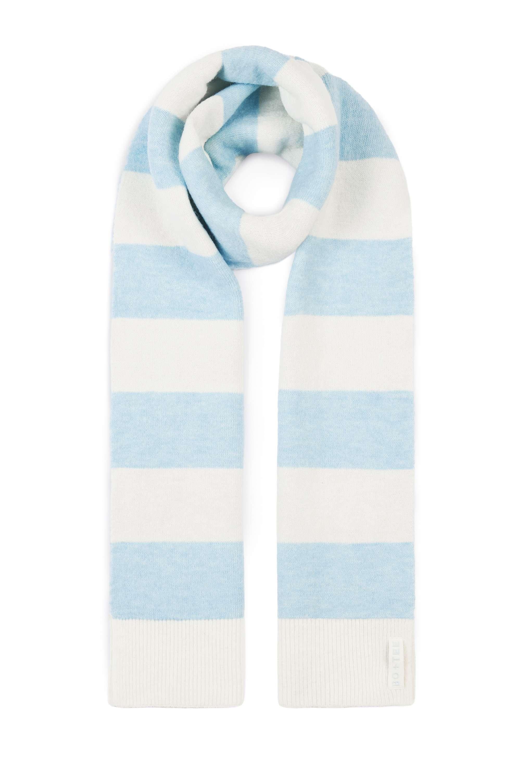Knit Striped Scarf In Powder Blue