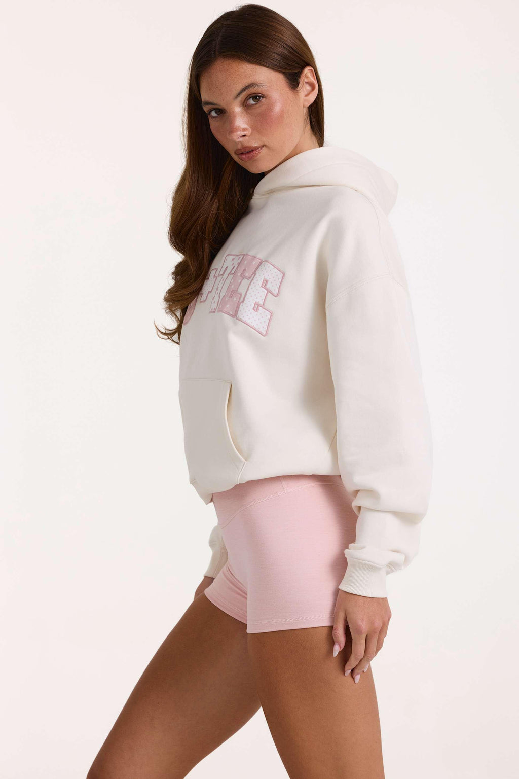 Oversized Applique Hoodie In Ivory