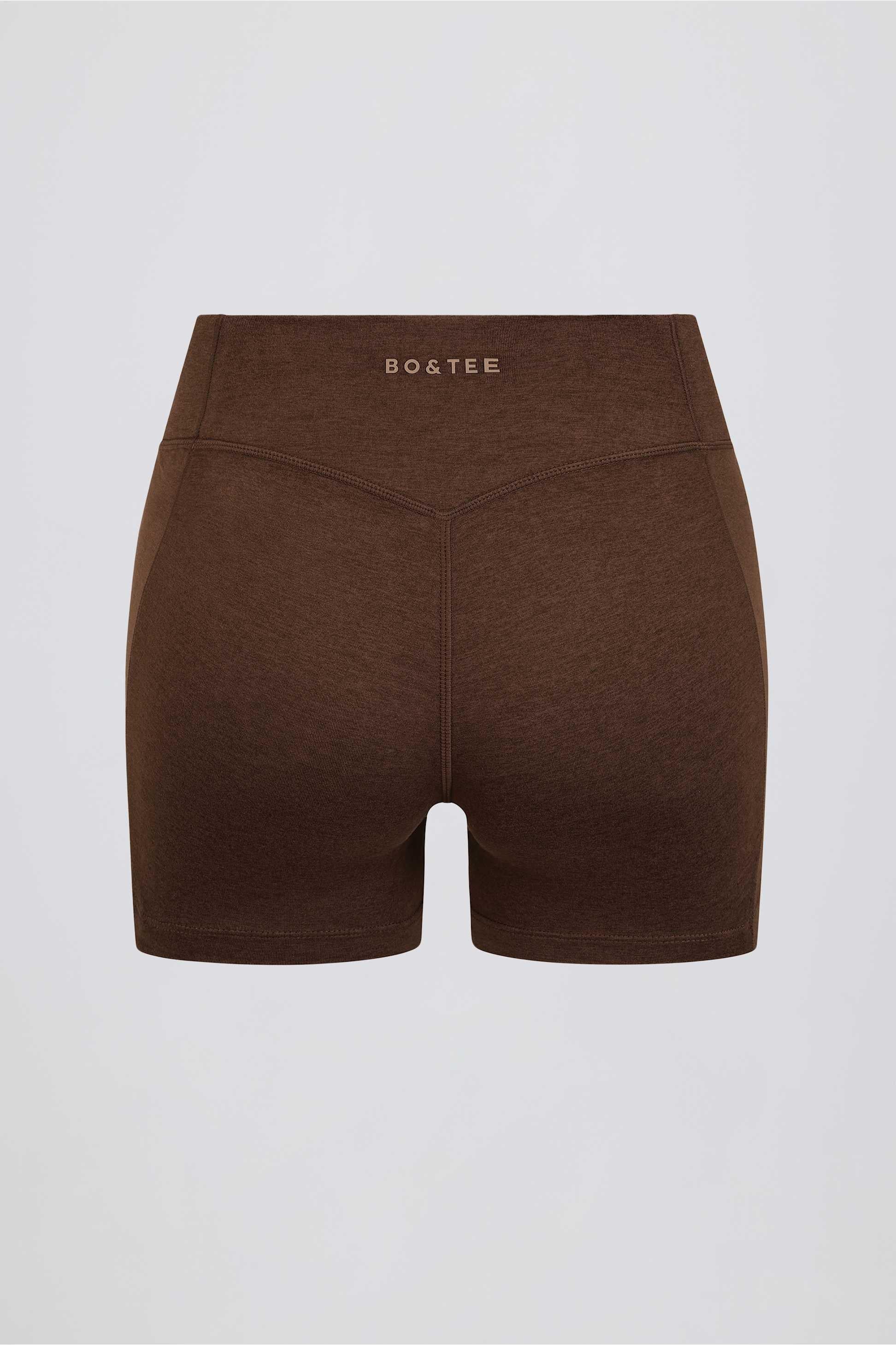 Ruched Mini Shorts In Pecan Marl