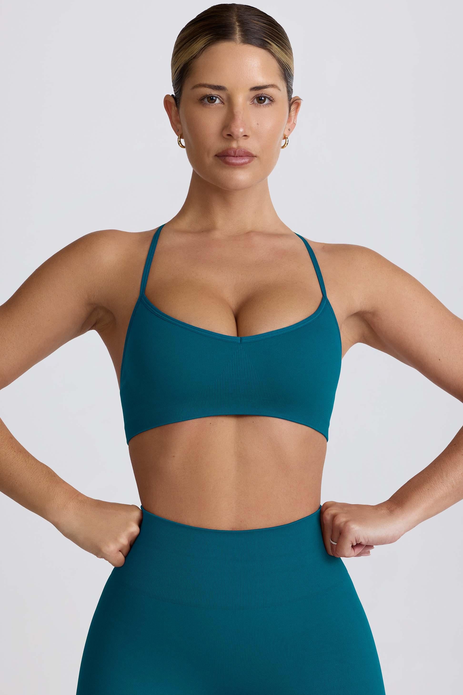 Super Sculpt Seamless Cross-back Sports Bra In Teal