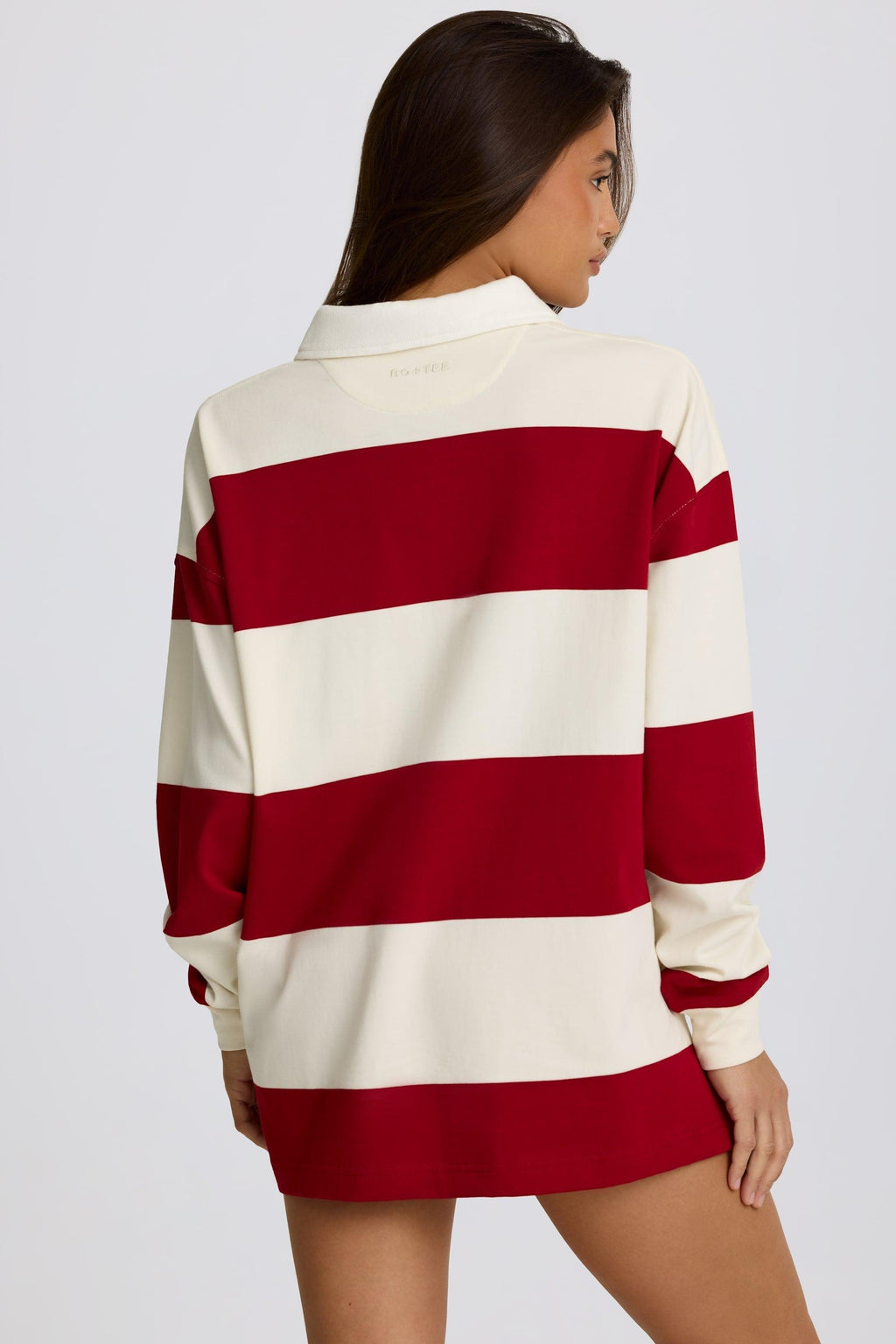 Striped Oversized Long-sleeve T-shirt In Dark Red