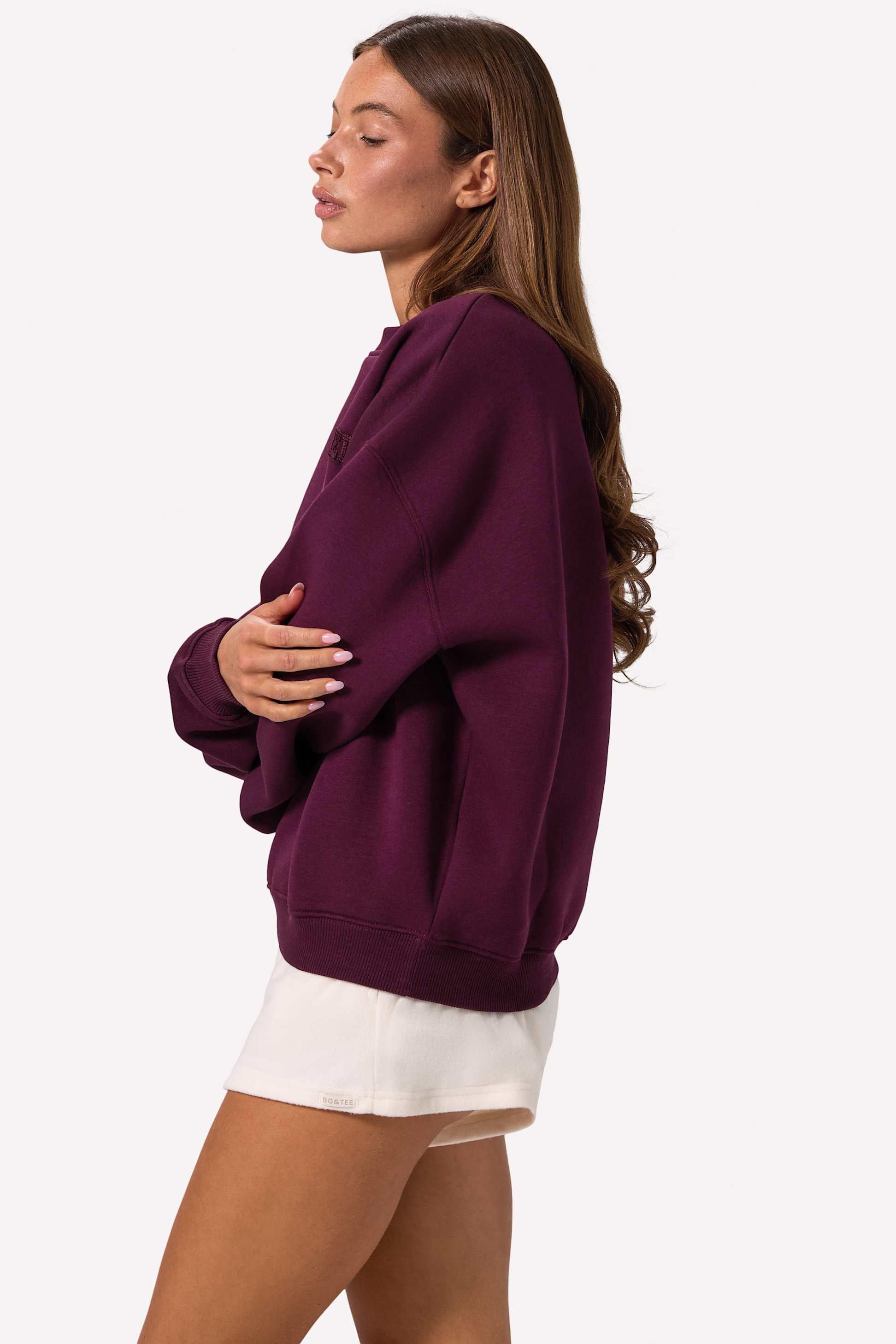 Oversized Crew-neck Jumper In Burgundy