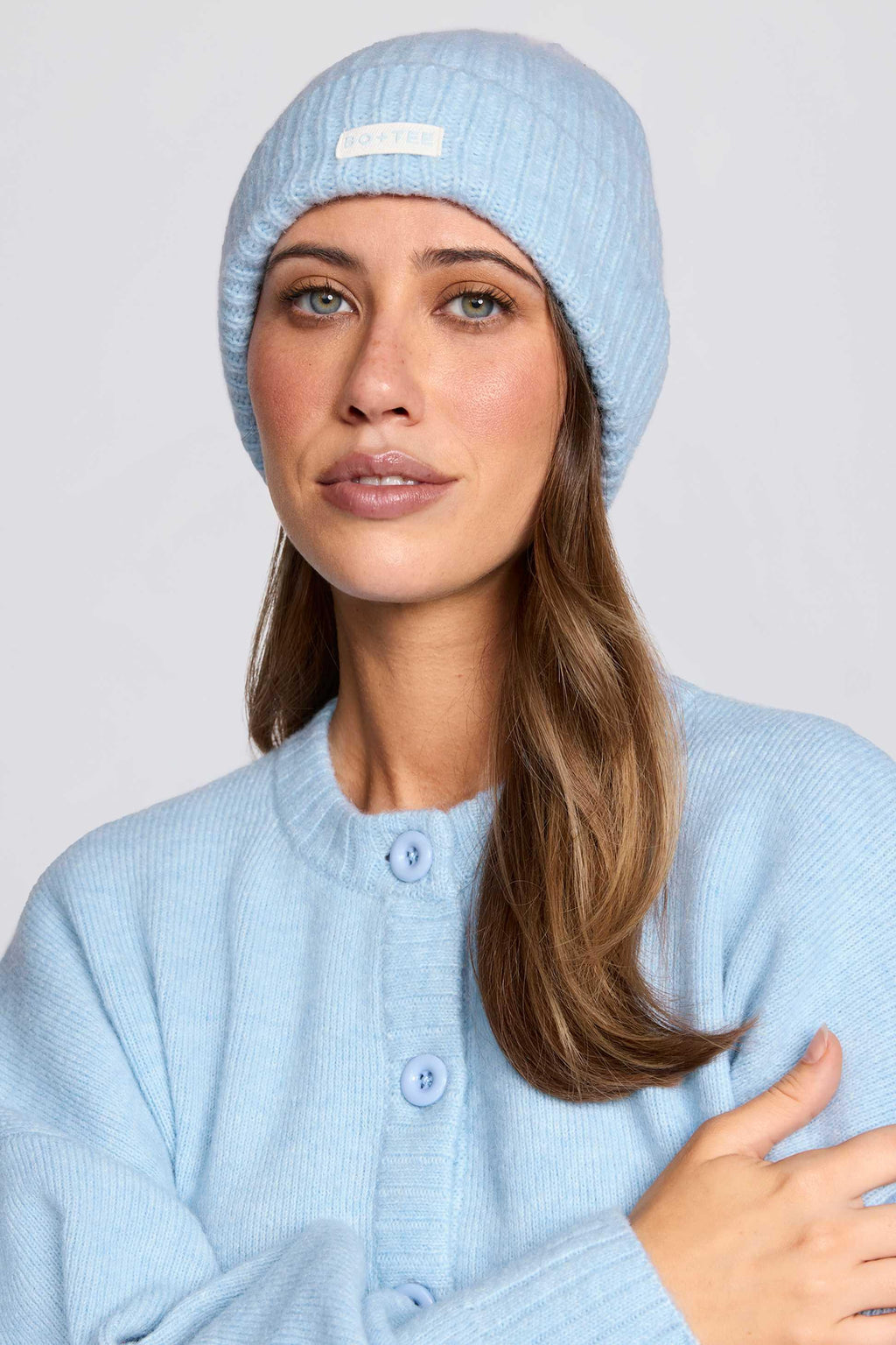 Ribbed Knit Beanie Hat In Powder Blue