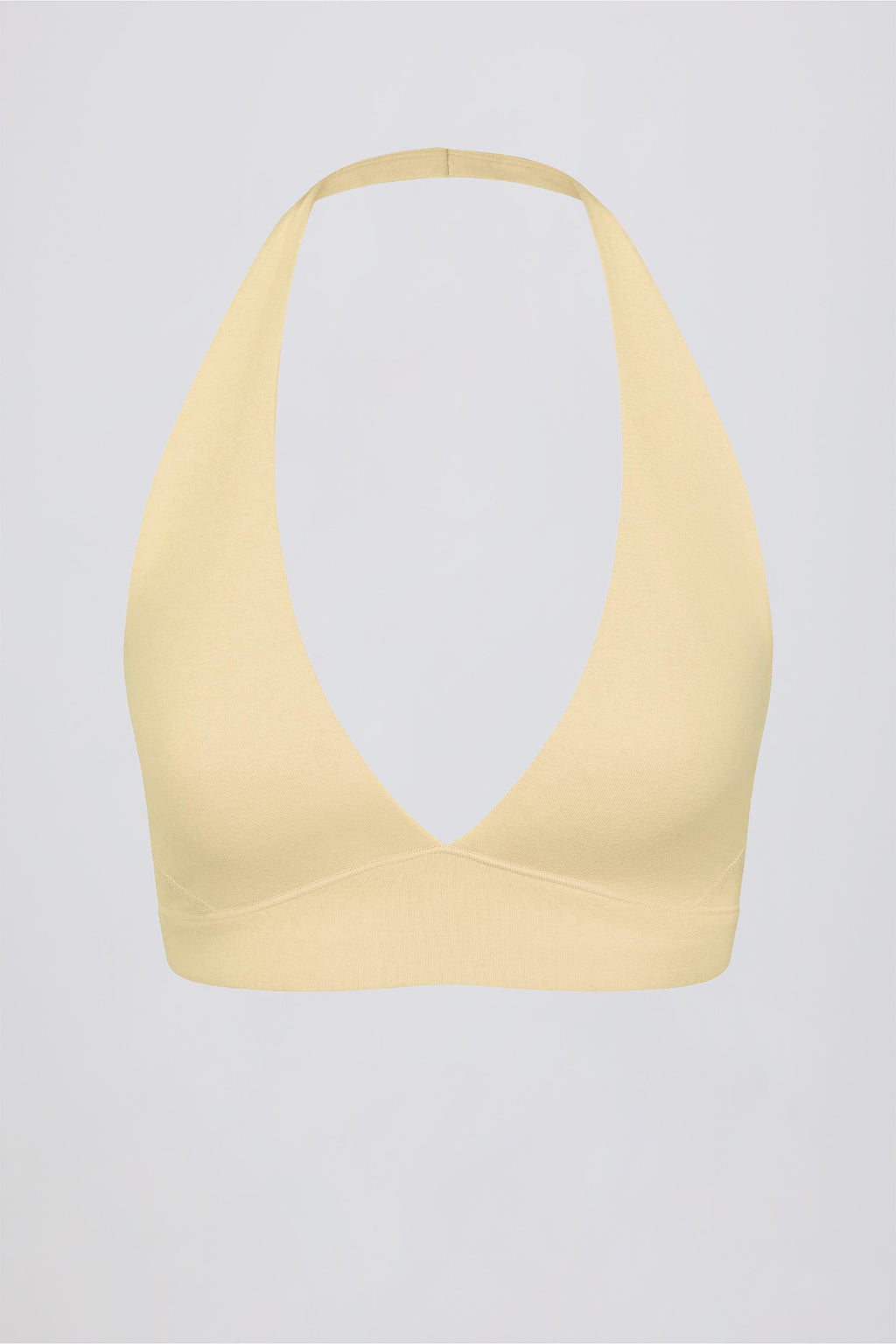 Brushed Jersey V-neck Sports Bra In Lemon Marl