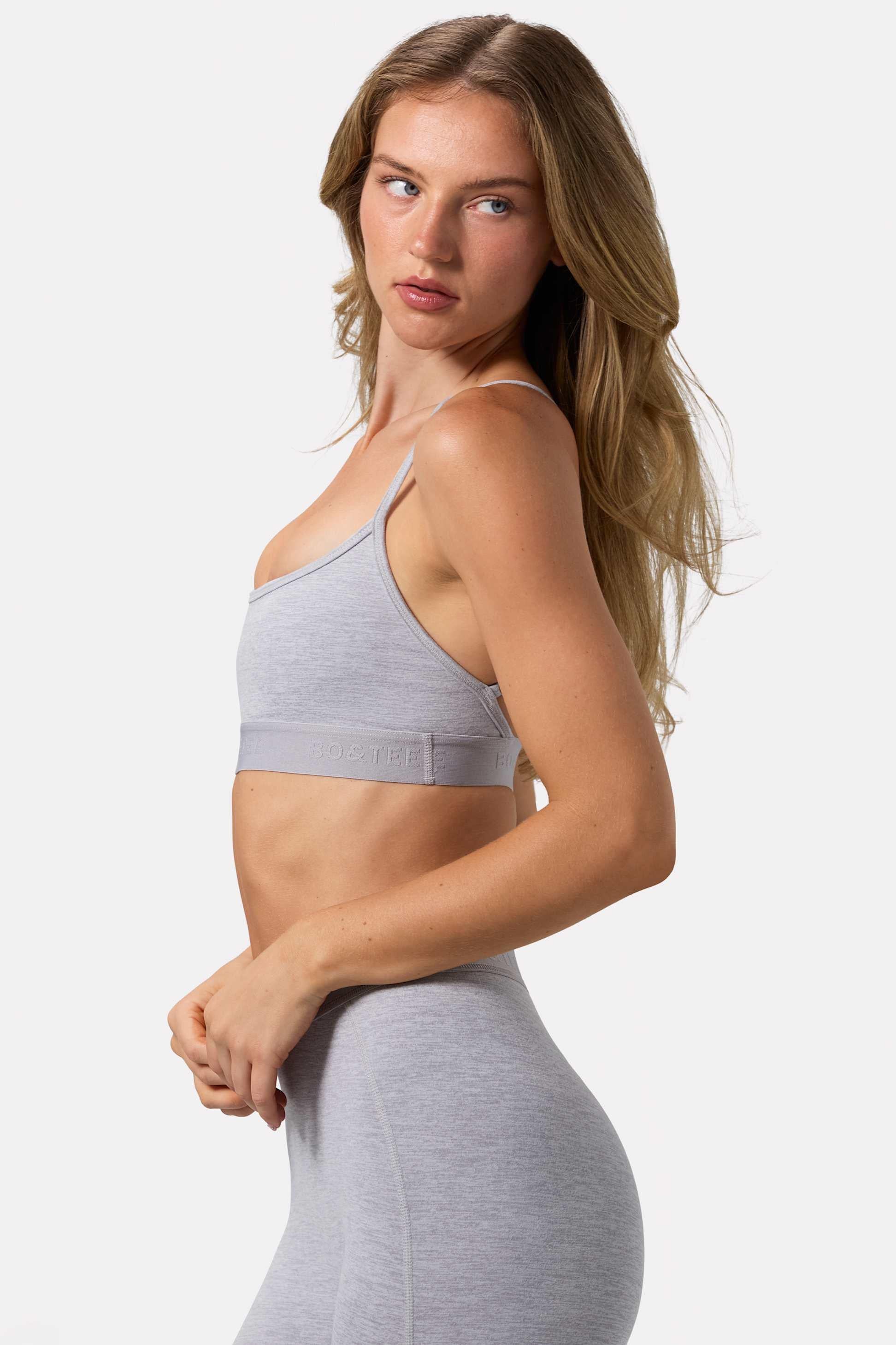 Soft Active Cross-back Sports Bra In Grey Marl
