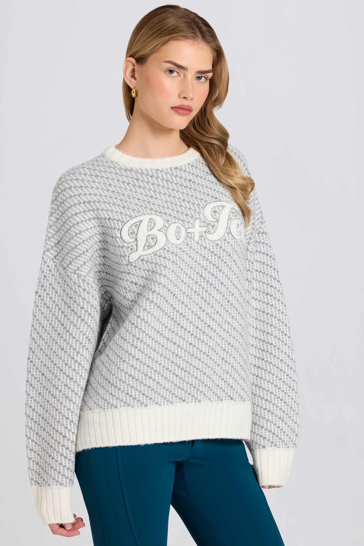 雪花針織標誌超大衛衣