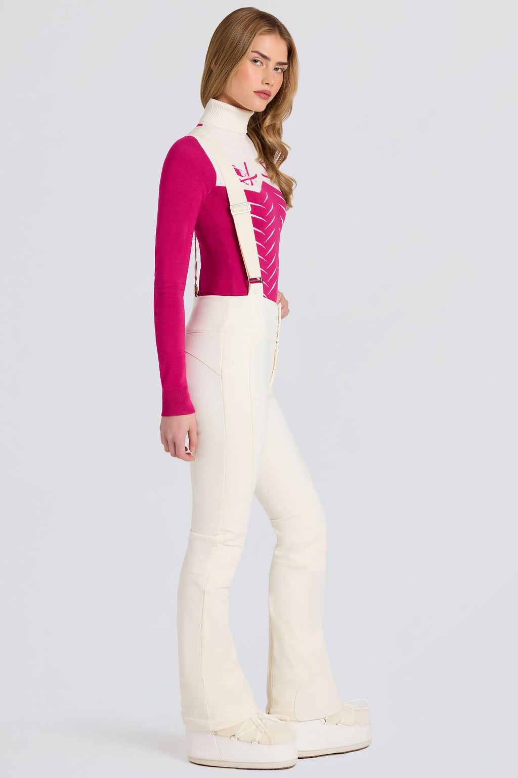 Waterproof High-rise Salopettes With Suspenders In Ice